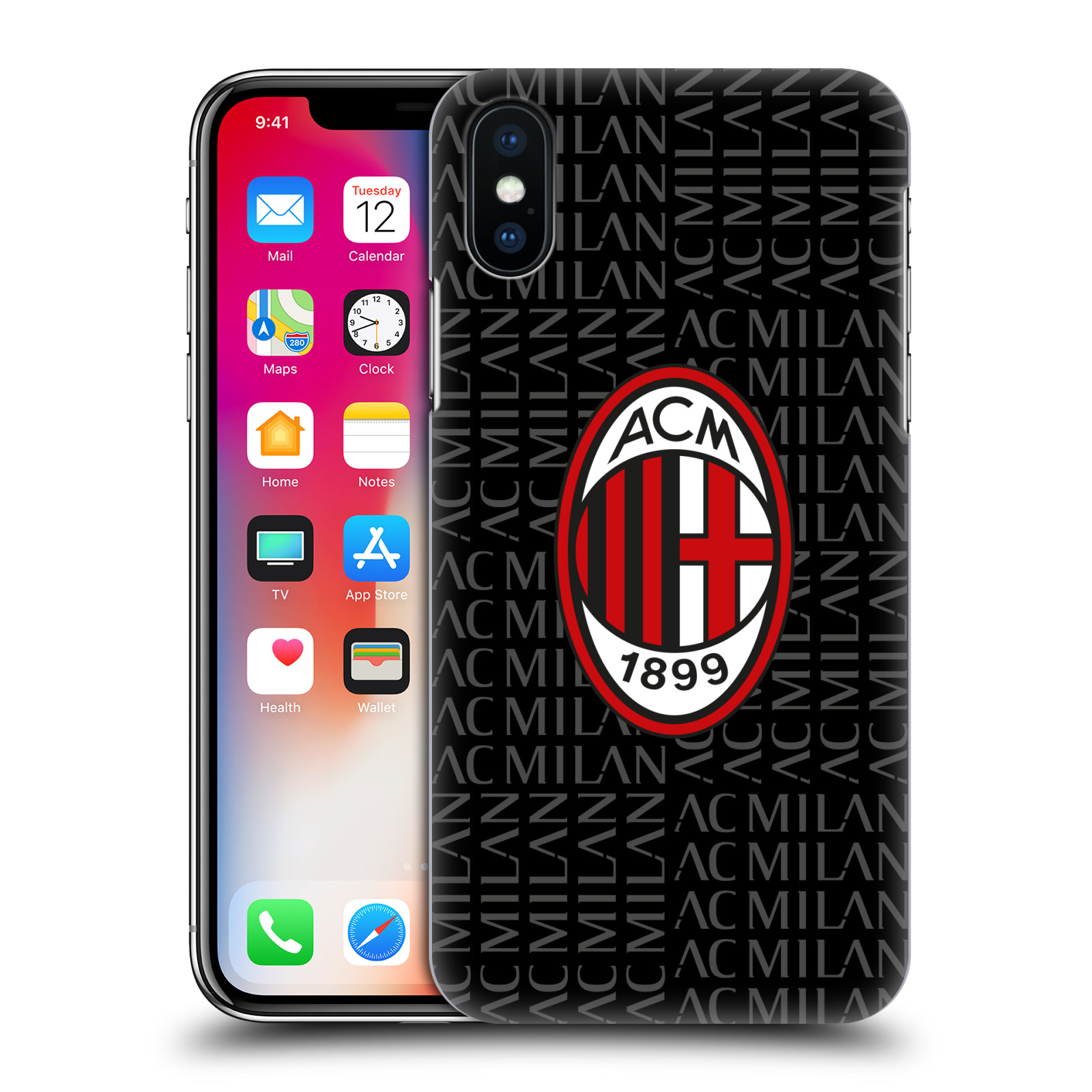 Zadní obal pro mobil Apple Iphone X / XS - HEAD CASE - Fotbal - Ac Milan červená a šedá