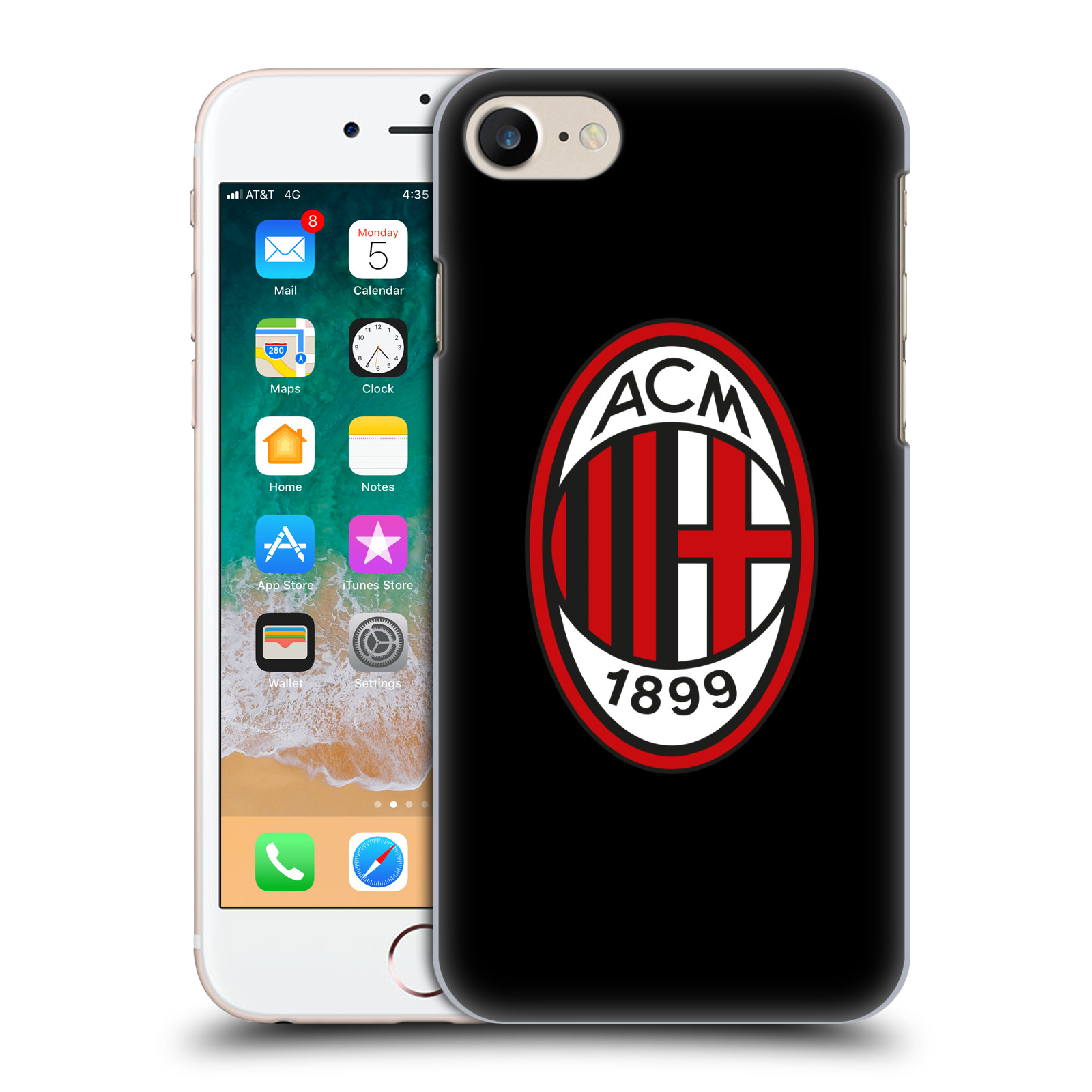 HEAD CASE plastový obal na mobil Apple Iphone 7 / 8 oficiální kryt fotbalový tým AC MILÁN plné barvy černá