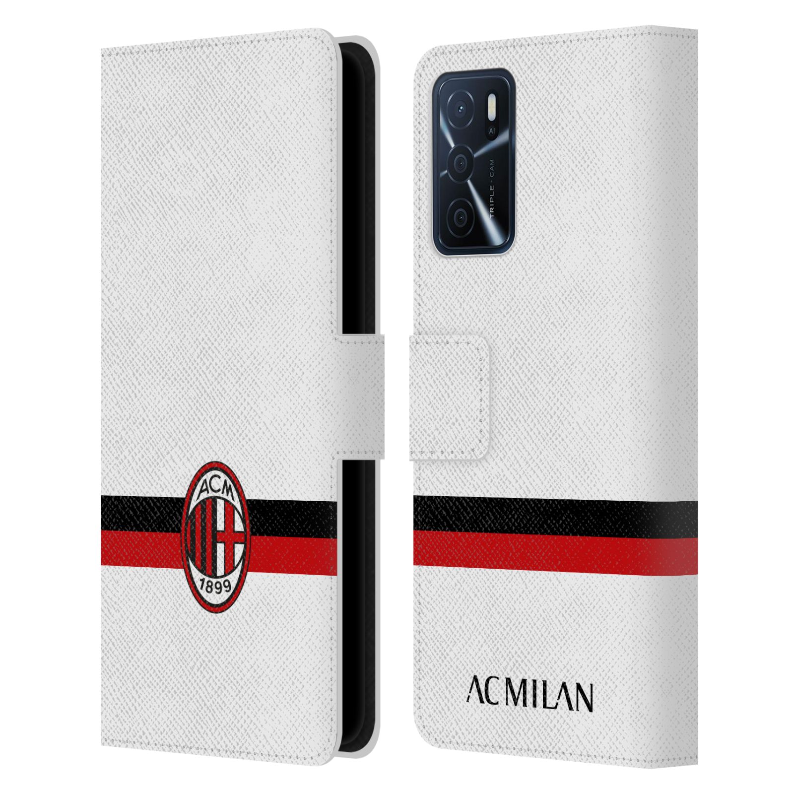 Pouzdro na mobil Oppo A16s - HEAD CASE - AC Milán - Bílá a malý znak