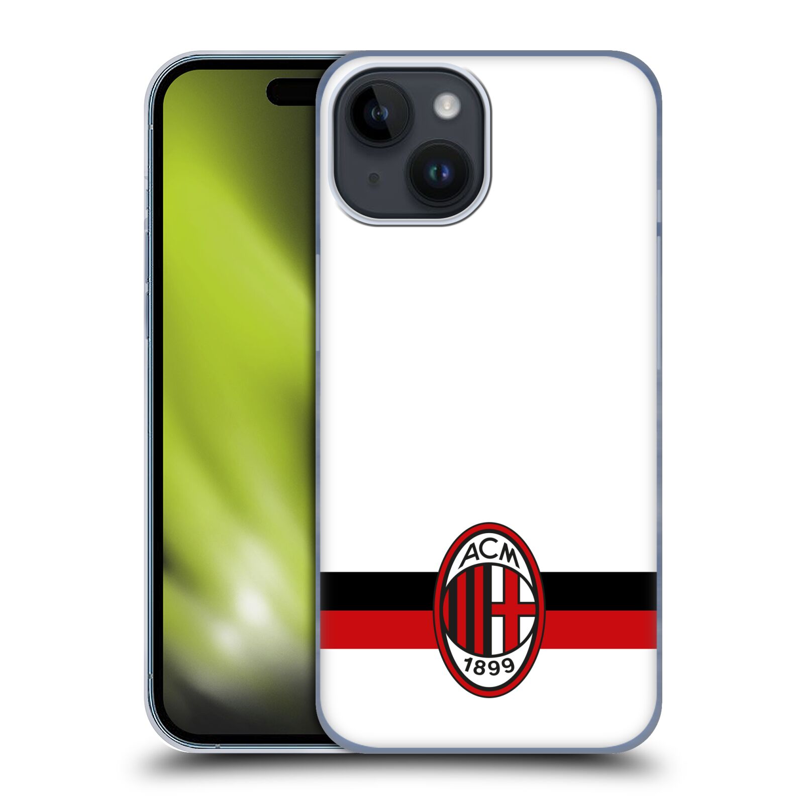 Plastový obal HEAD CASE na mobil Apple Iphone 15  - Fotbalový klub AC Milán pruhy