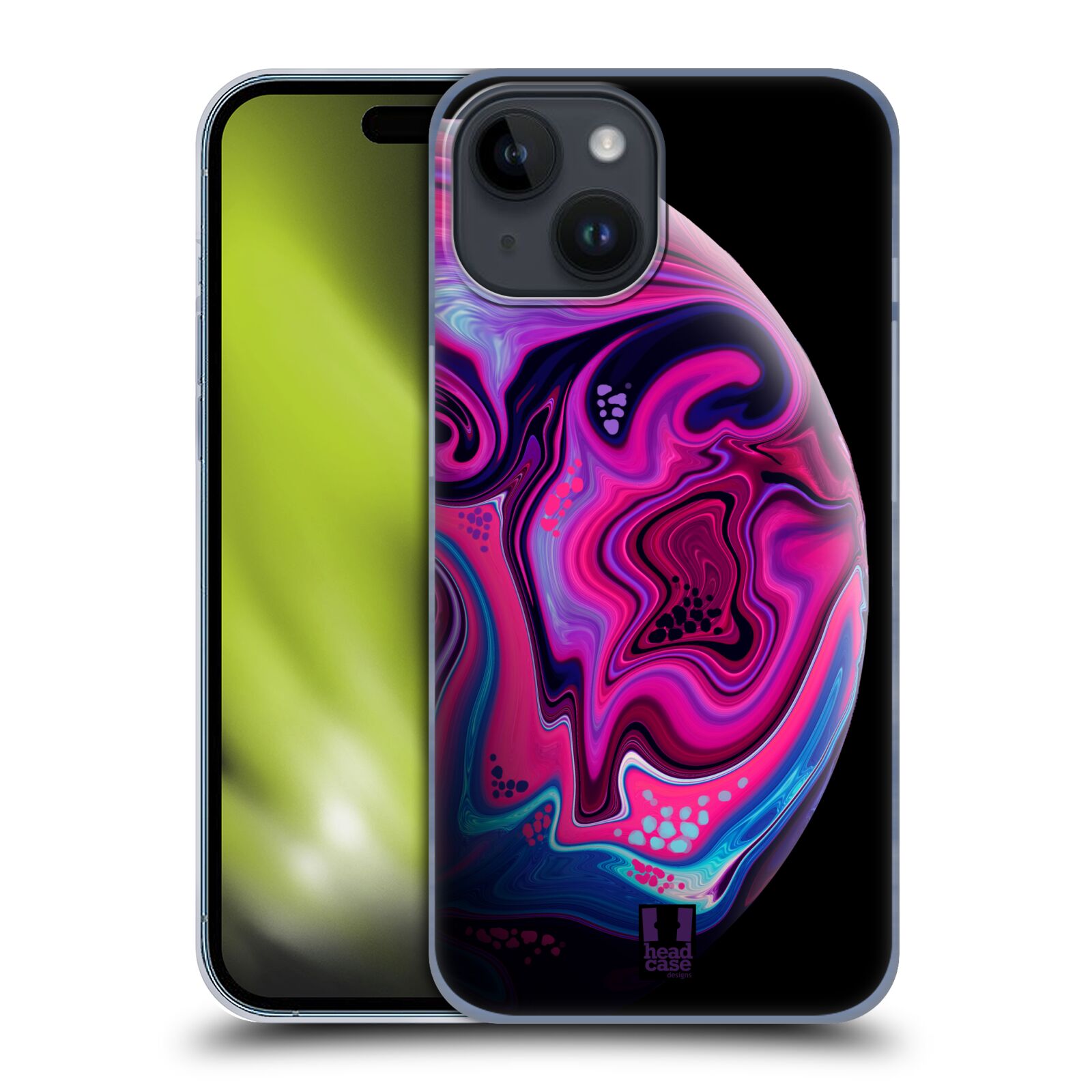 Plastový obal HEAD CASE na mobil Apple Iphone 15  - Planety - růžovomodrá