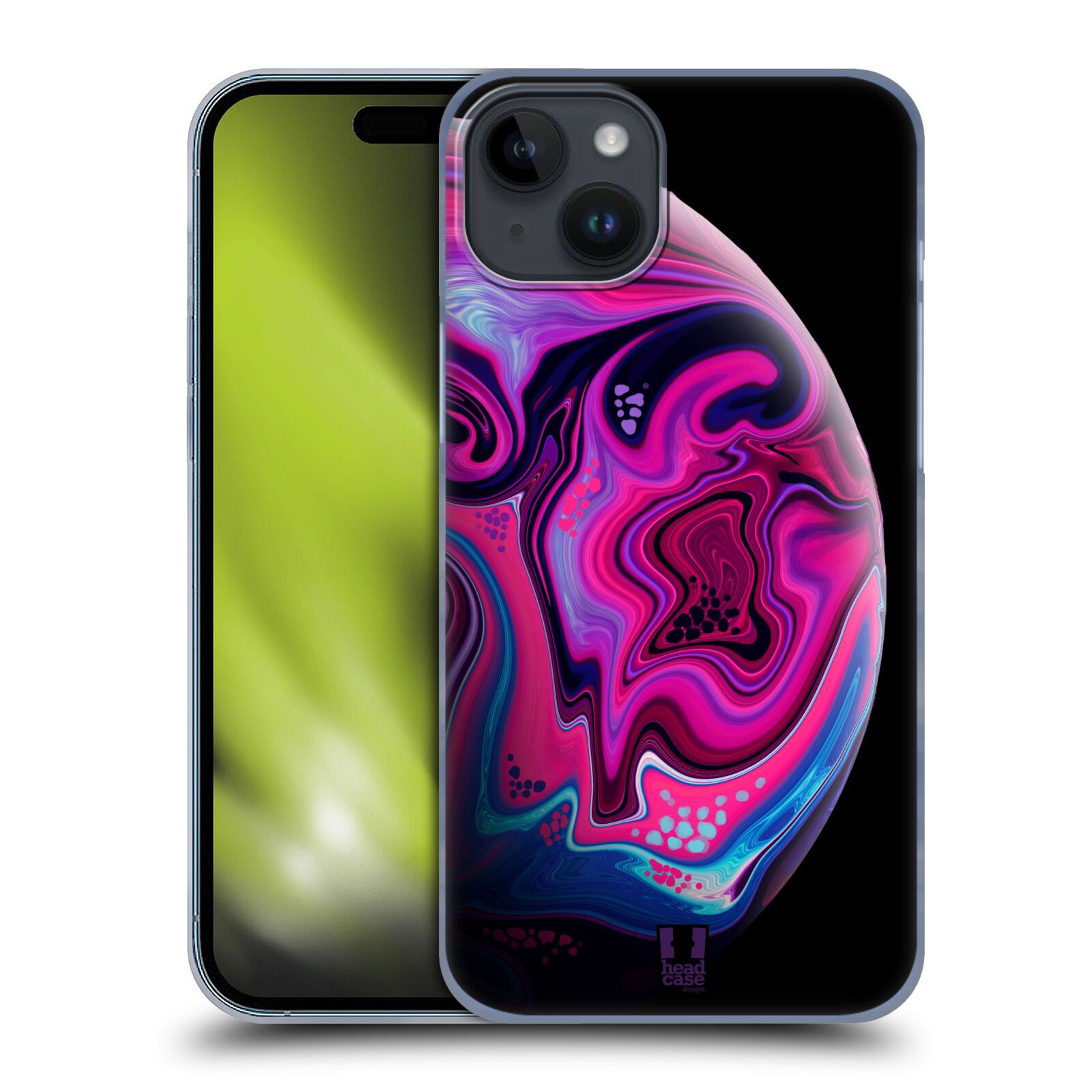 Plastový obal HEAD CASE na mobil Apple Iphone 15 PLUS  - Planety - růžovomodrá