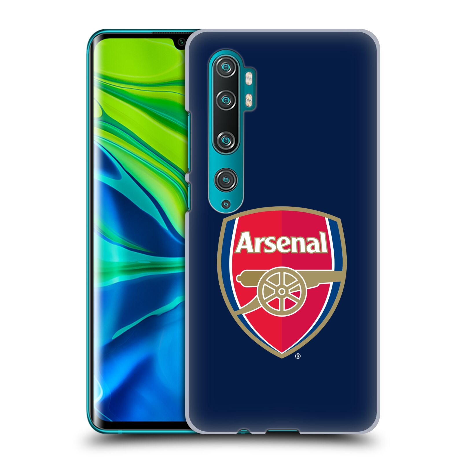Pouzdro na mobil Xiaomi Mi Note 10 / Mi Note 10 PRO - HEAD CASE - Fotbalový klub Arsenal znak barevný modré pozadí