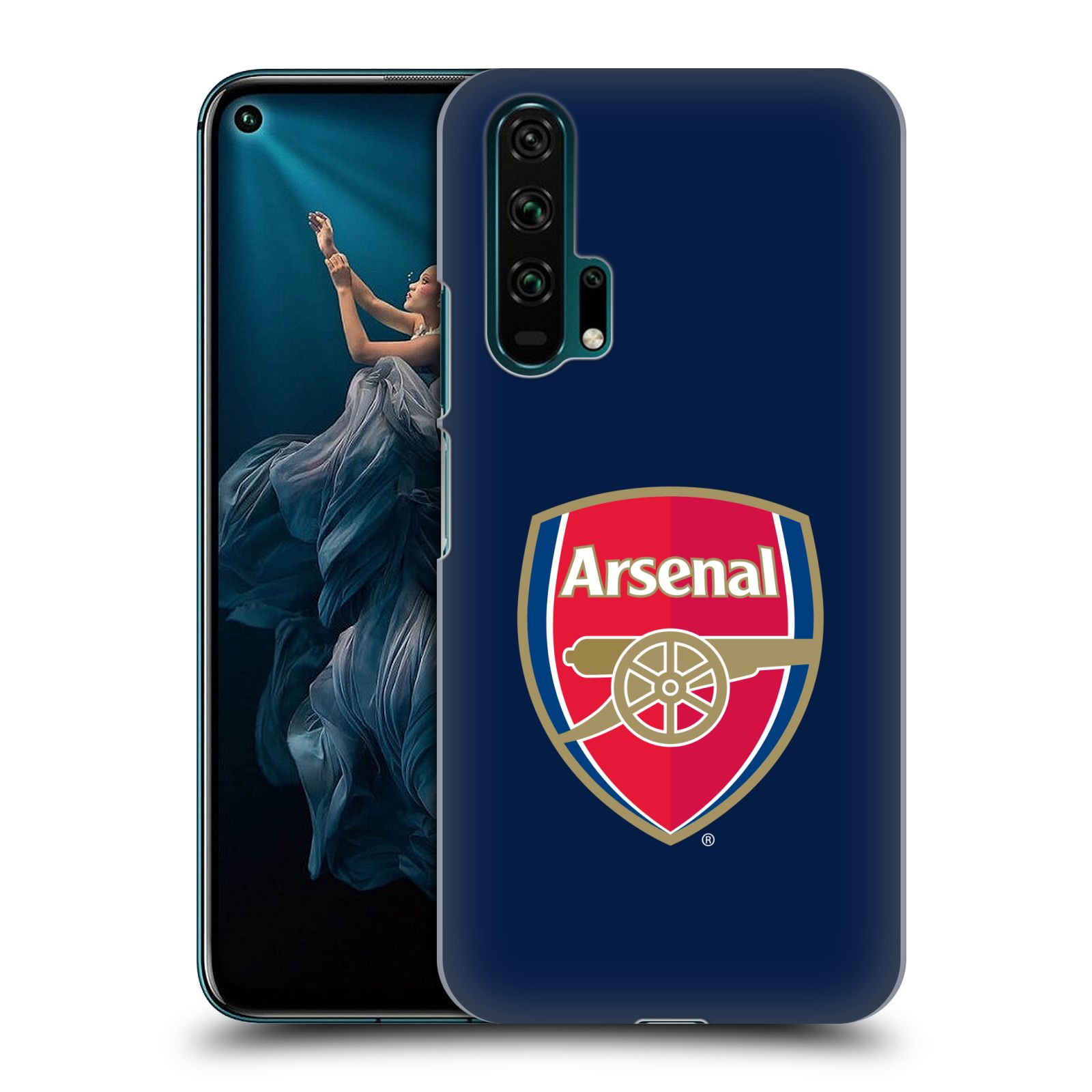 Pouzdro na mobil Honor 20 PRO - HEAD CASE - Fotbalový klub Arsenal znak barevný modré pozadí