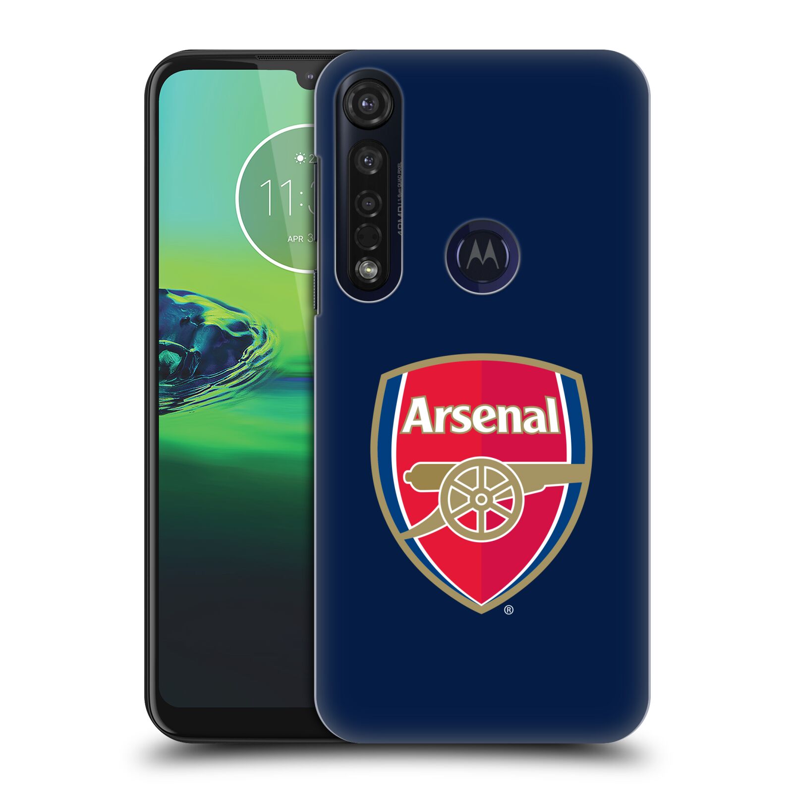 Pouzdro na mobil Motorola Moto G8 PLUS - HEAD CASE - Fotbalový klub Arsenal znak barevný modré pozadí