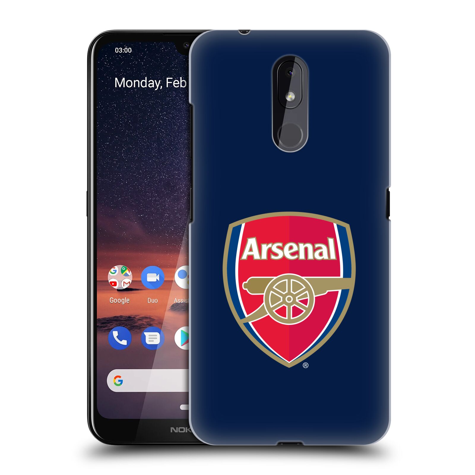 Pouzdro na mobil Nokia 3.2 - HEAD CASE - Fotbalový klub Arsenal znak barevný modré pozadí