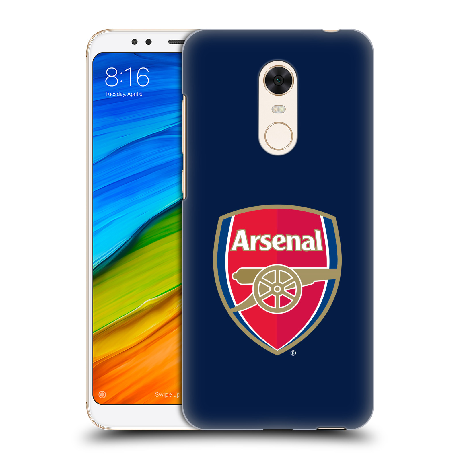 HEAD CASE plastový obal na mobil Xiaomi Redmi 5 PLUS Fotbalový klub Arsenal znak barevný modré pozadí