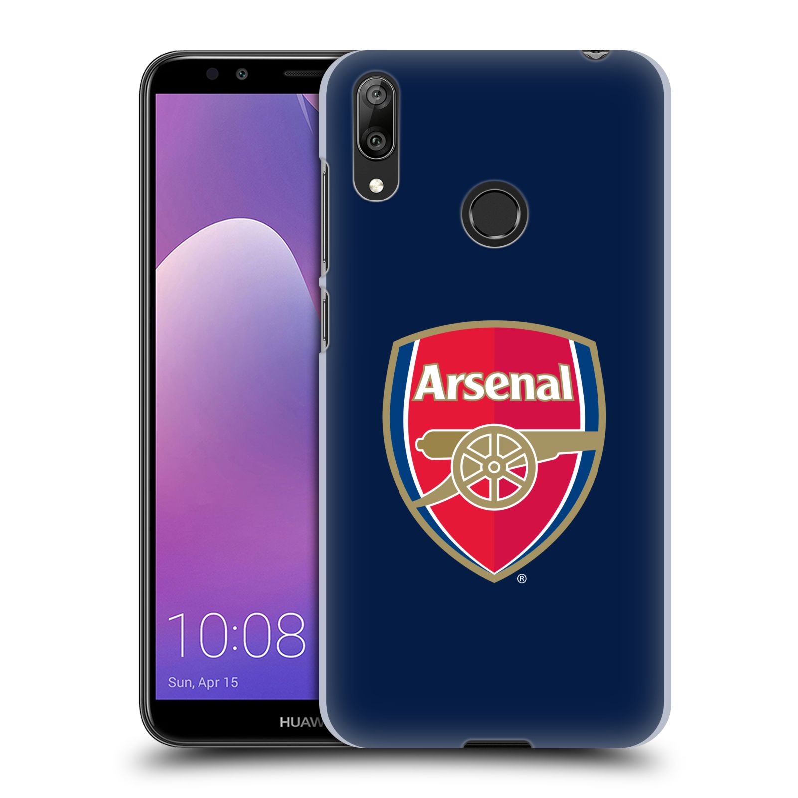 Pouzdro na mobil Huawei Y7 2019 - Head Case - Fotbalový klub Arsenal znak barevný modré pozadí