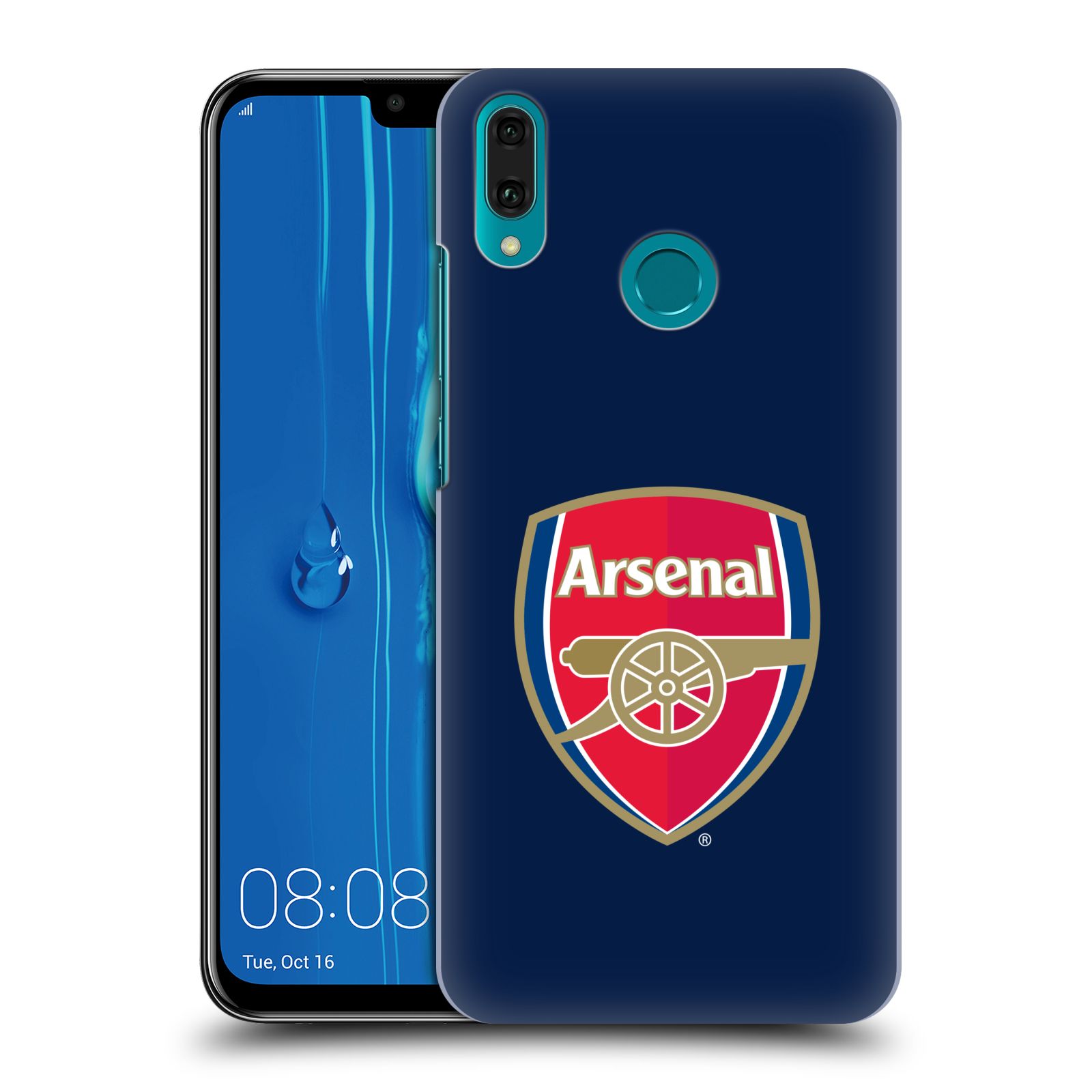 Pouzdro na mobil Huawei Y9 2019 - HEAD CASE - Fotbalový klub Arsenal znak barevný modré pozadí