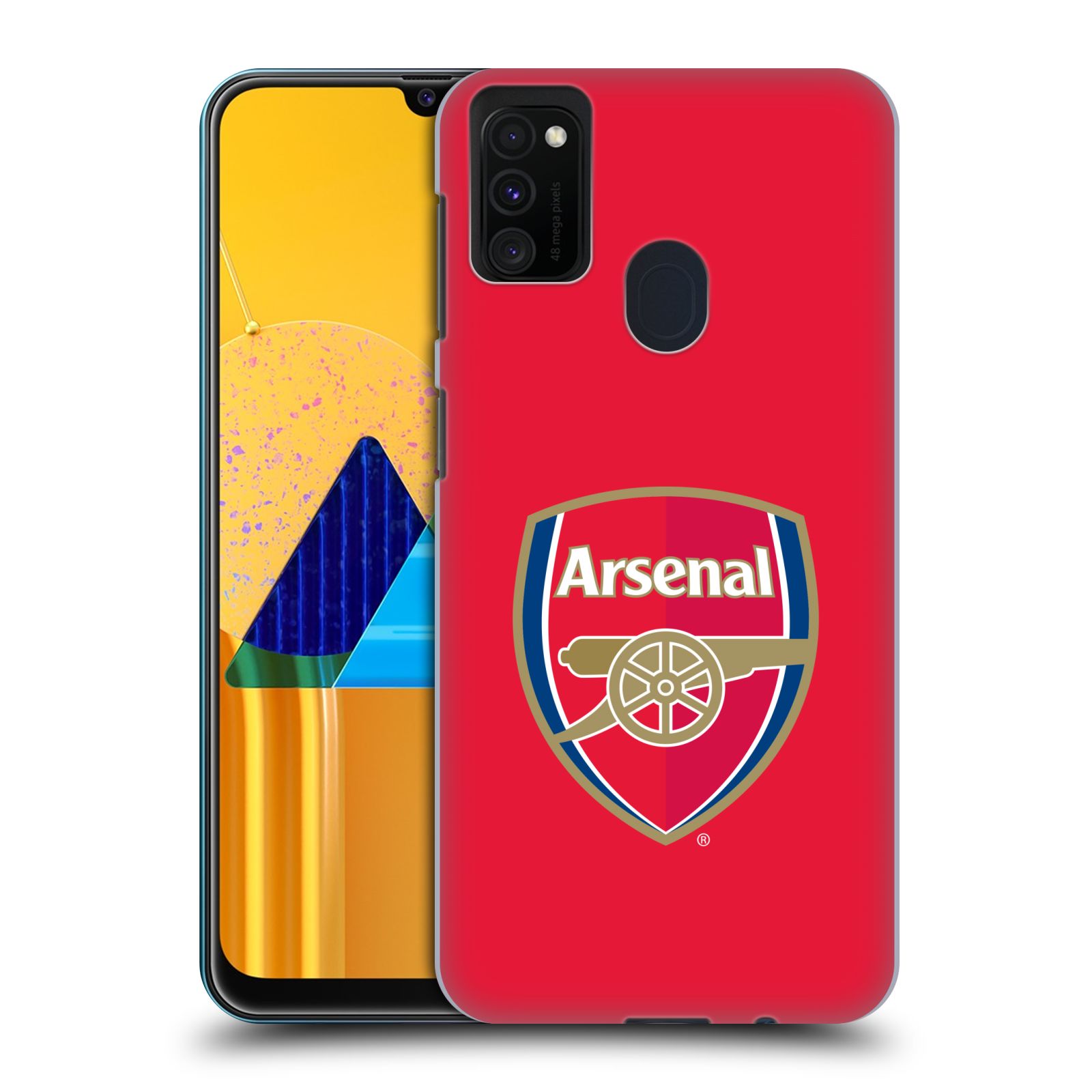 Zadní kryt na mobil Samsung Galaxy M21 Fotbalový klub Arsenal znak barevný červené pozadí