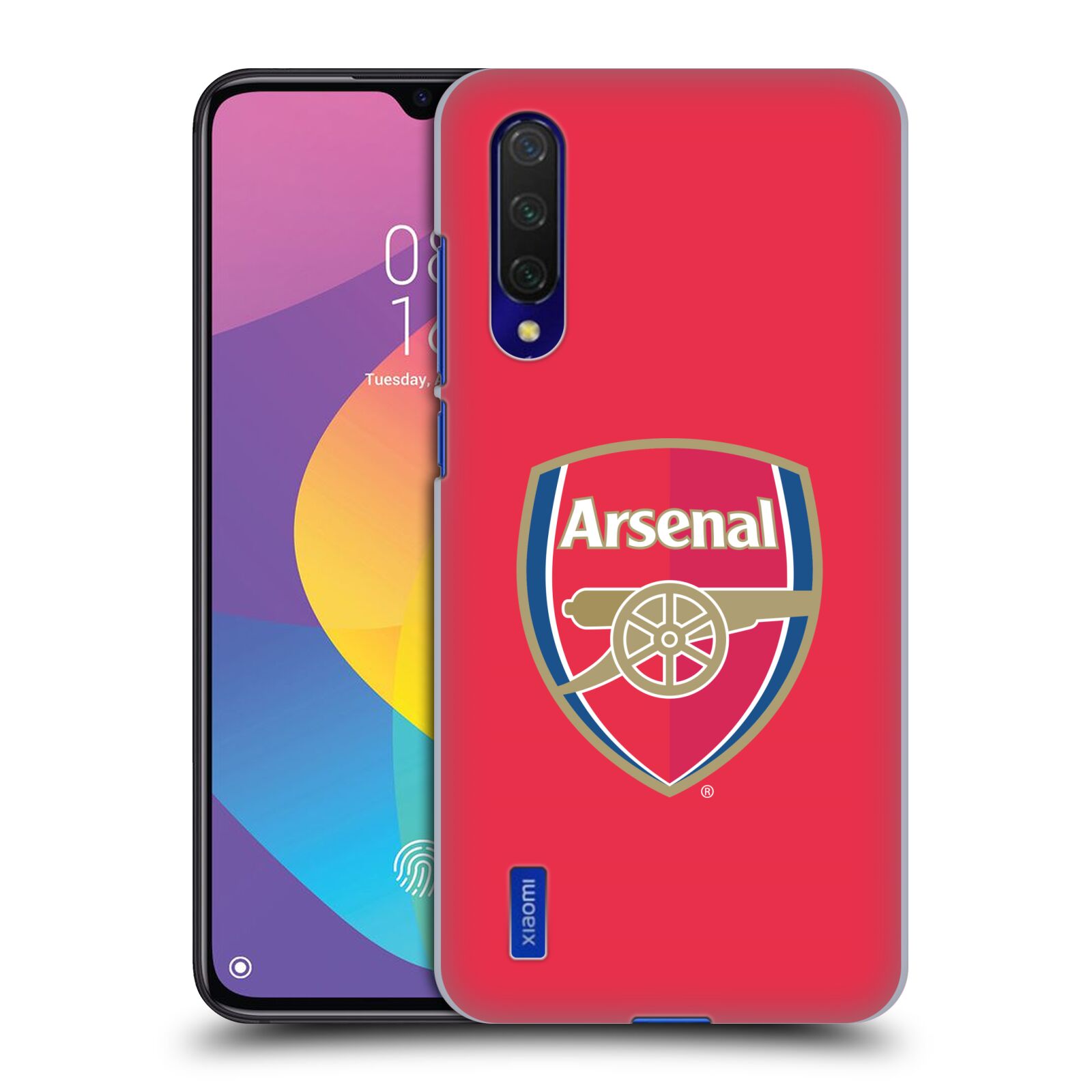 Zadní kryt na mobil Xiaomi MI 9 LITE Fotbalový klub Arsenal znak barevný červené pozadí