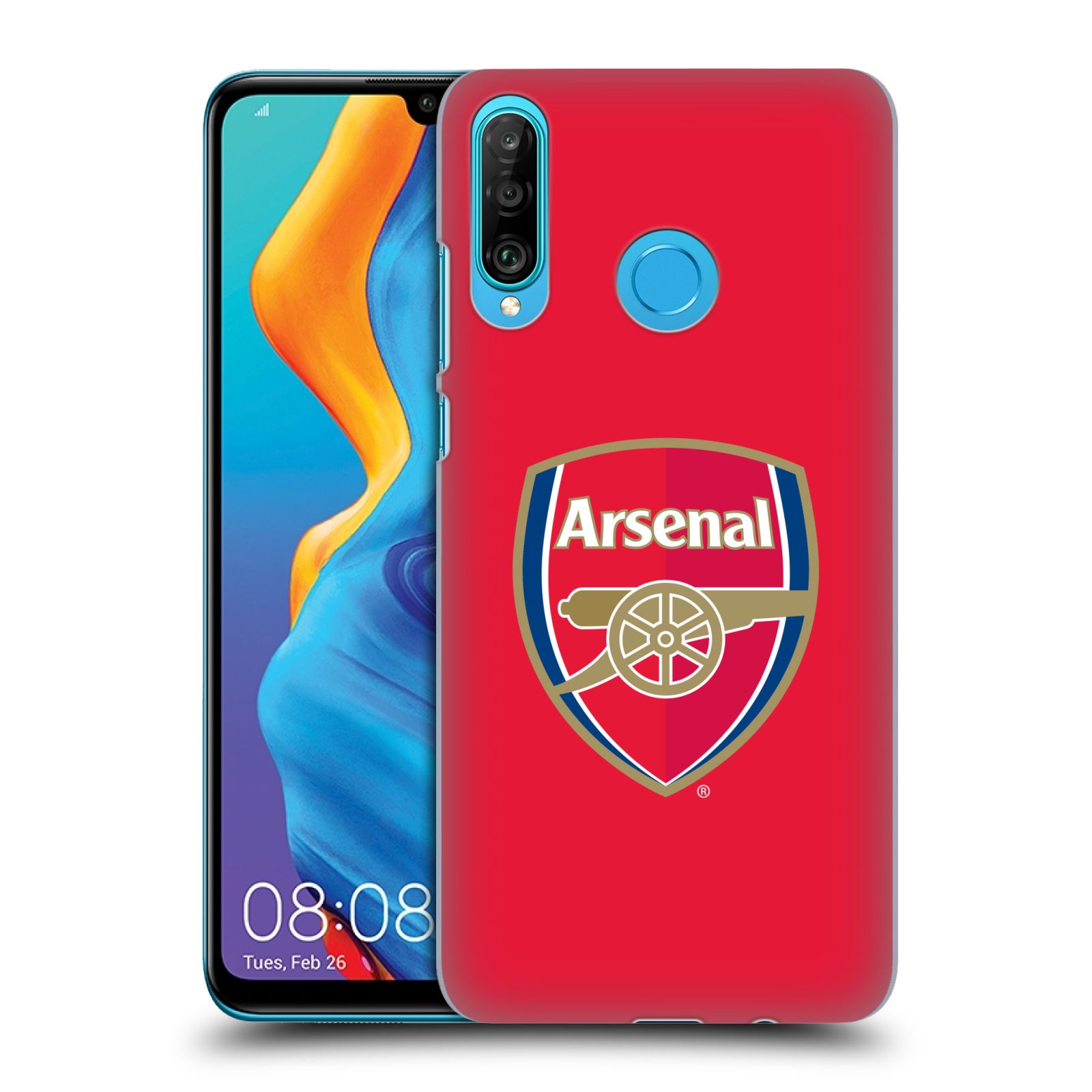 Pouzdro na mobil Huawei P30 LITE - HEAD CASE - Fotbalový klub Arsenal znak barevný červené pozadí