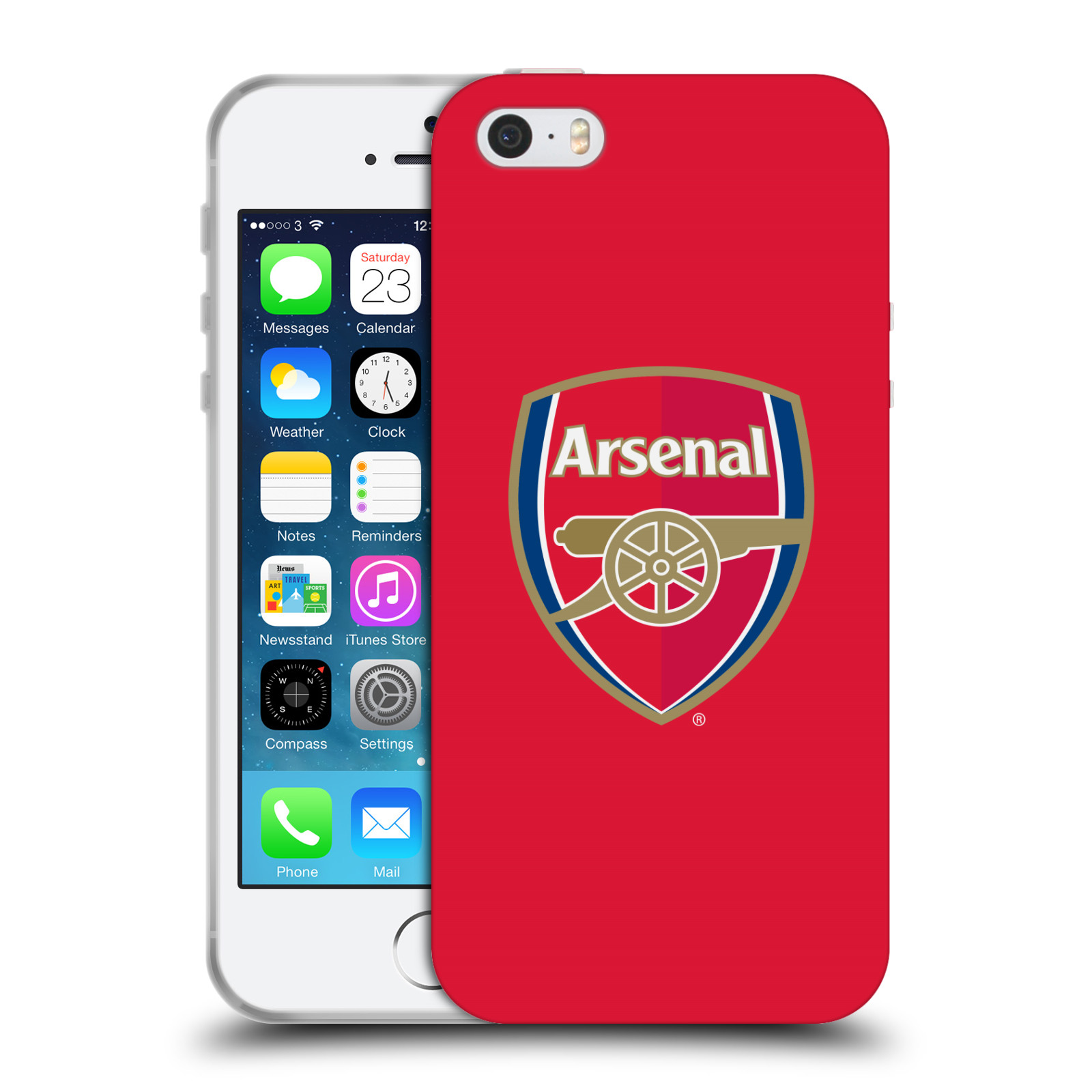 HEAD CASE silikonový obal na mobil Apple Iphone 5/5S Fotbalový klub Arsenal znak barevný červené pozadí