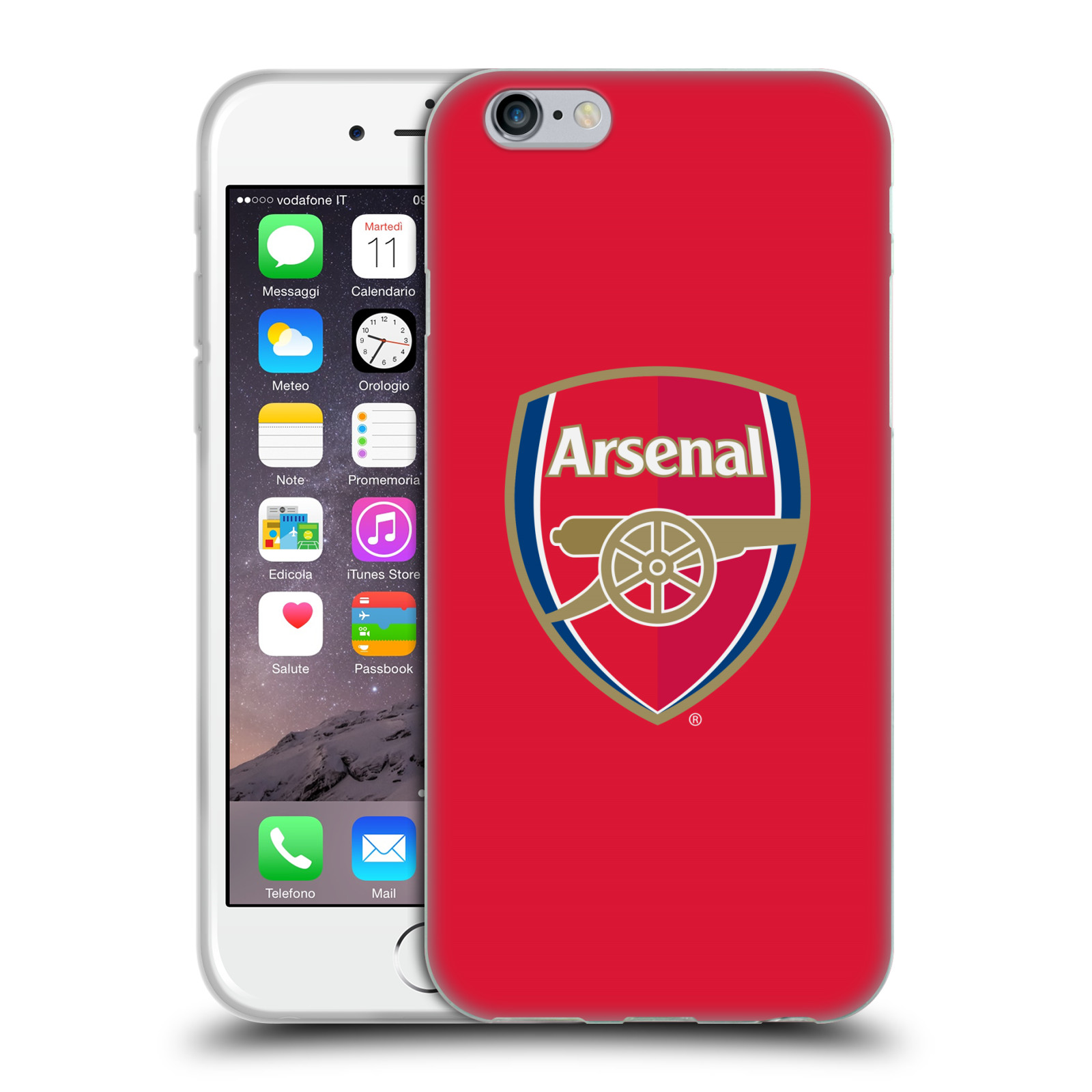 HEAD CASE silikonový obal na mobil Apple Iphone 6/6S Fotbalový klub Arsenal znak barevný červené pozadí