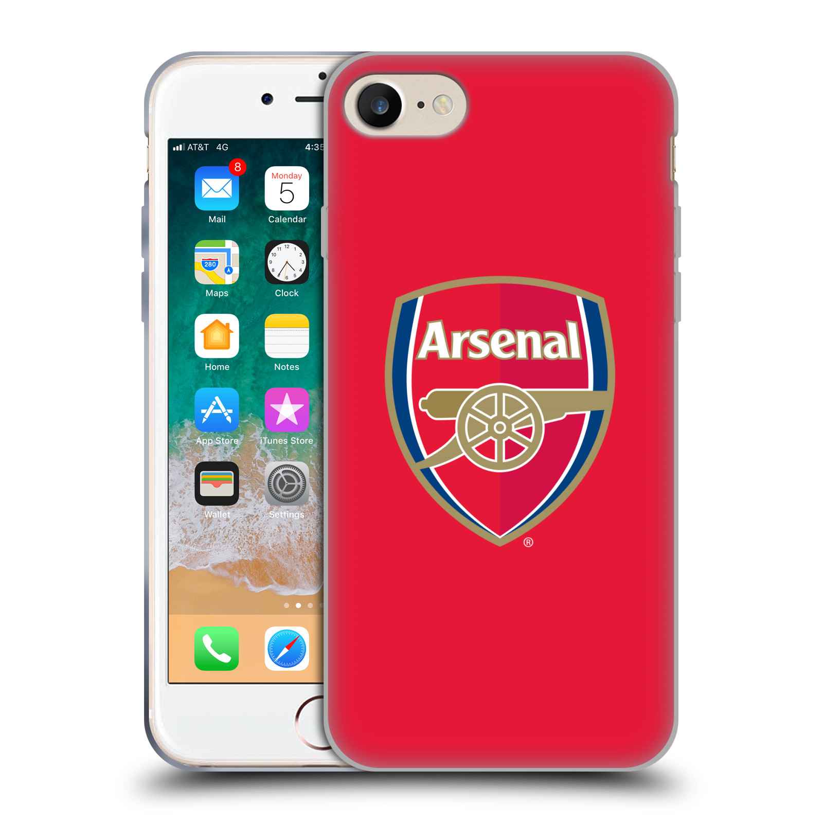 HEAD CASE silikonový obal na mobil Apple Iphone 8 Fotbalový klub Arsenal znak barevný červené pozadí