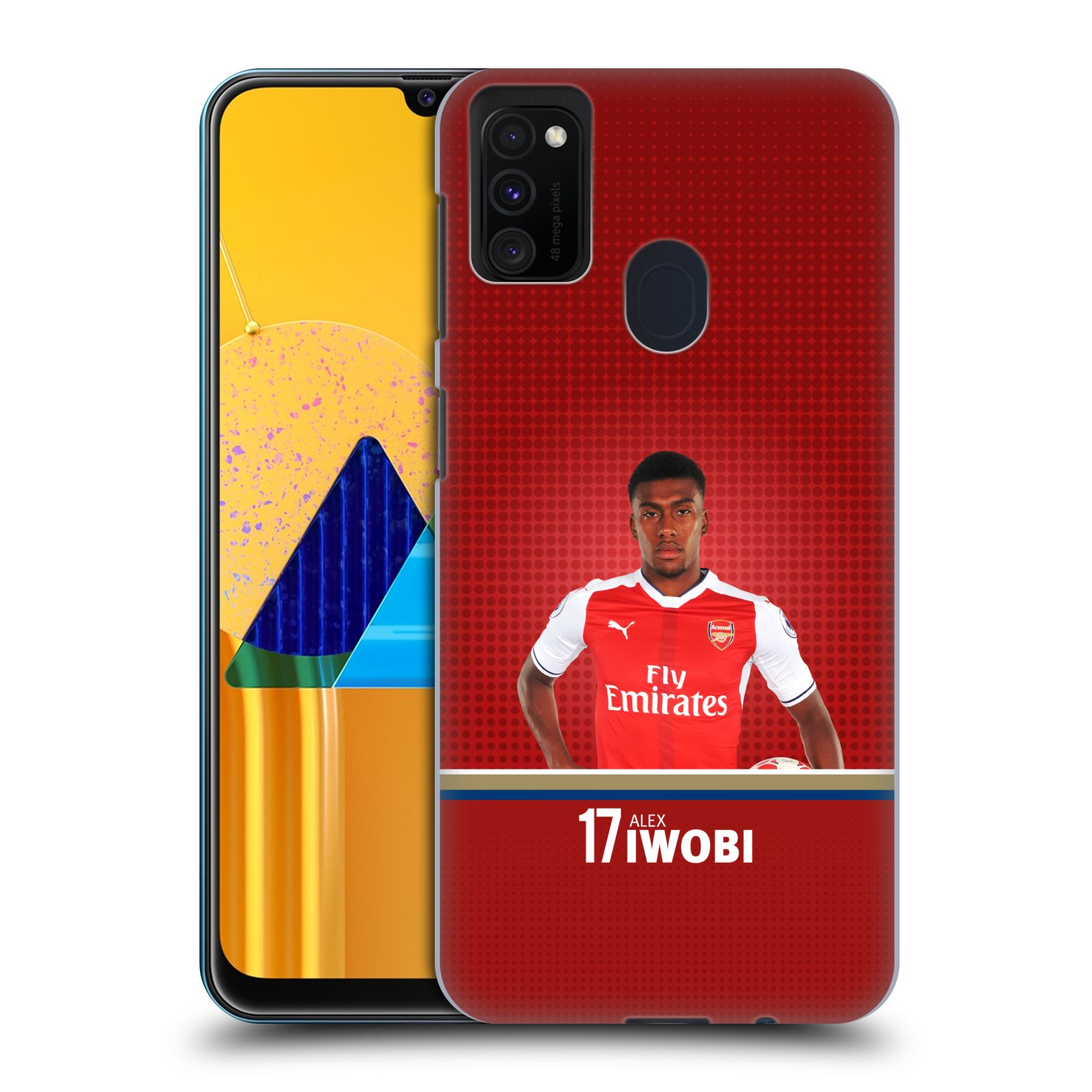 Zadní kryt na mobil Samsung Galaxy M21 Fotbalový klub Arsenal fotbalista Alex Iwobi