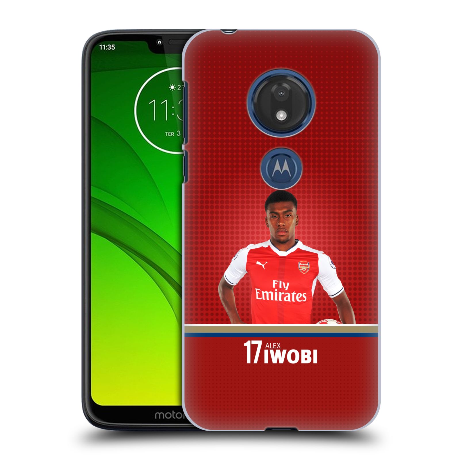 Pouzdro na mobil Motorola Moto G7 Play Fotbalový klub Arsenal fotbalista Alex Iwobi
