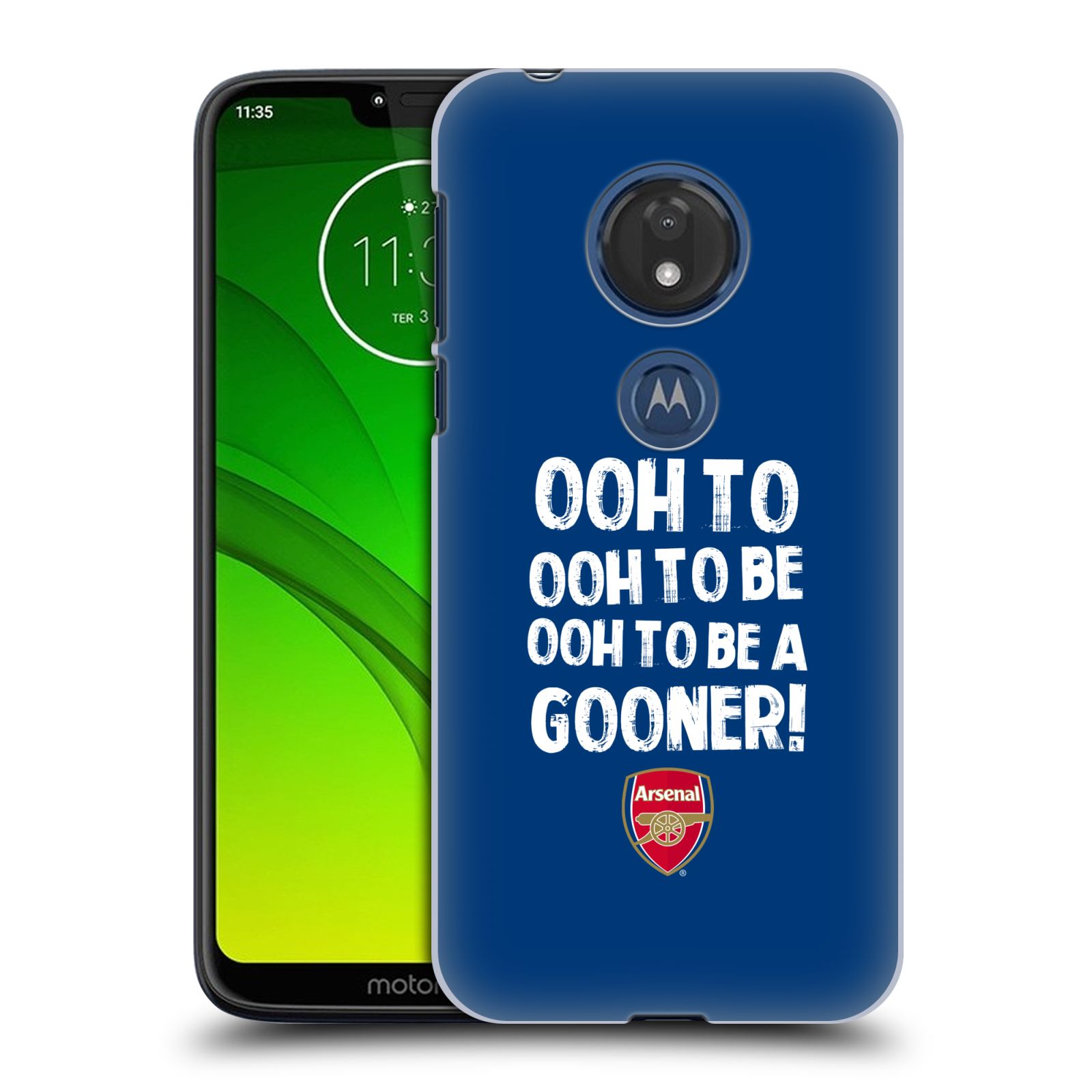 Pouzdro na mobil Motorola Moto G7 Play Fotbalový klub Arsenal Gooners modrý