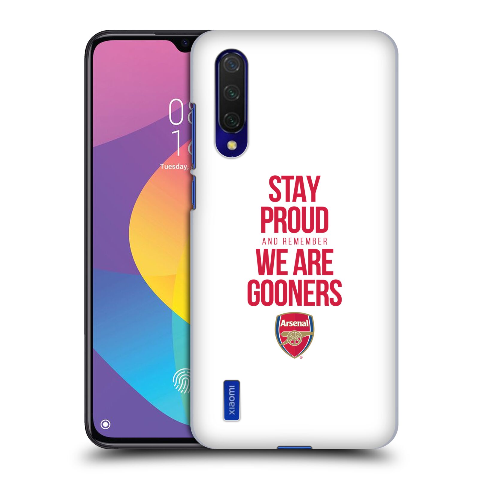 Zadní kryt na mobil Xiaomi MI 9 LITE Fotbalový klub Arsenal hrdost bílé pozadí