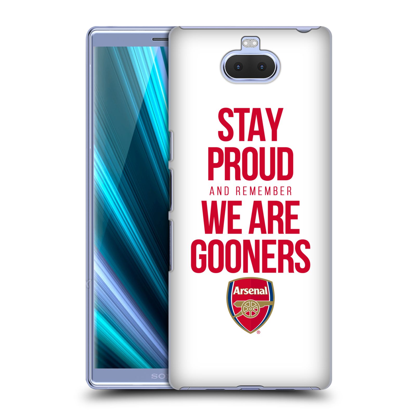 Pouzdro na mobil Sony Xperia 10 Plus - Head Case - Fotbalový klub Arsenal hrdost bílé pozadí