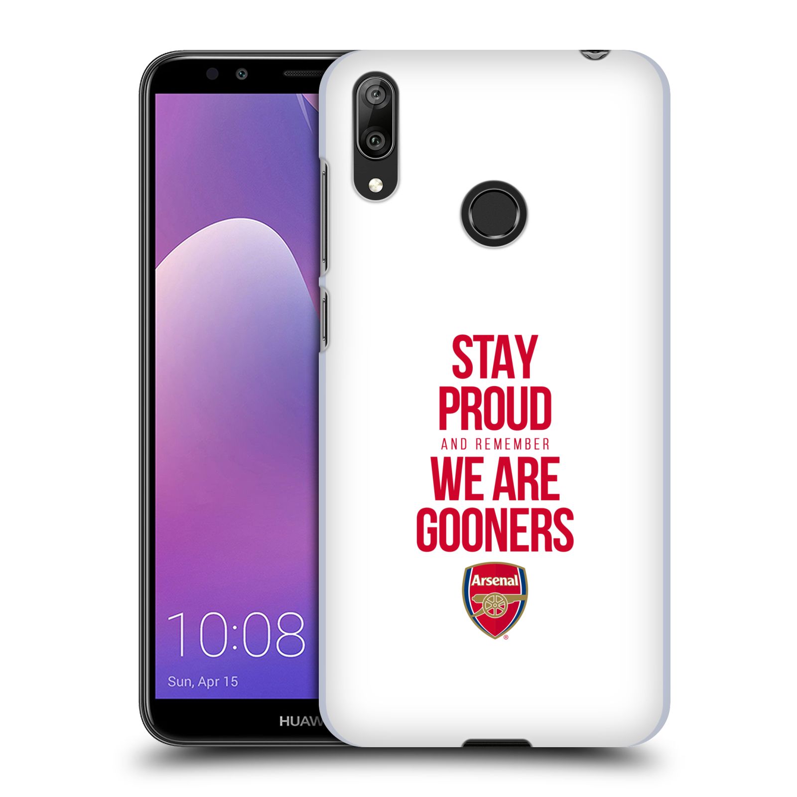 Pouzdro na mobil Huawei Y7 2019 - Head Case - Fotbalový klub Arsenal hrdost bílé pozadí