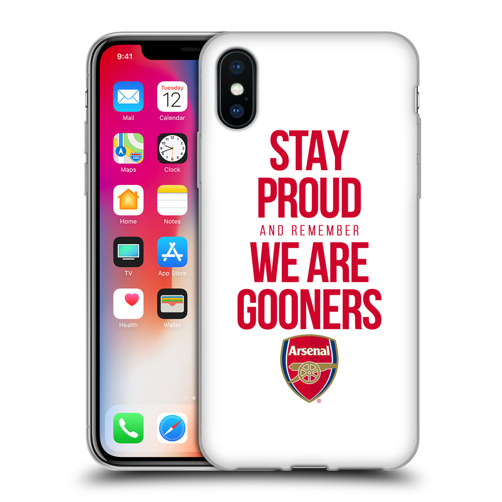 HEAD CASE silikonový obal na mobil Apple Iphone X Fotbalový klub Arsenal hrdost bílé pozadí