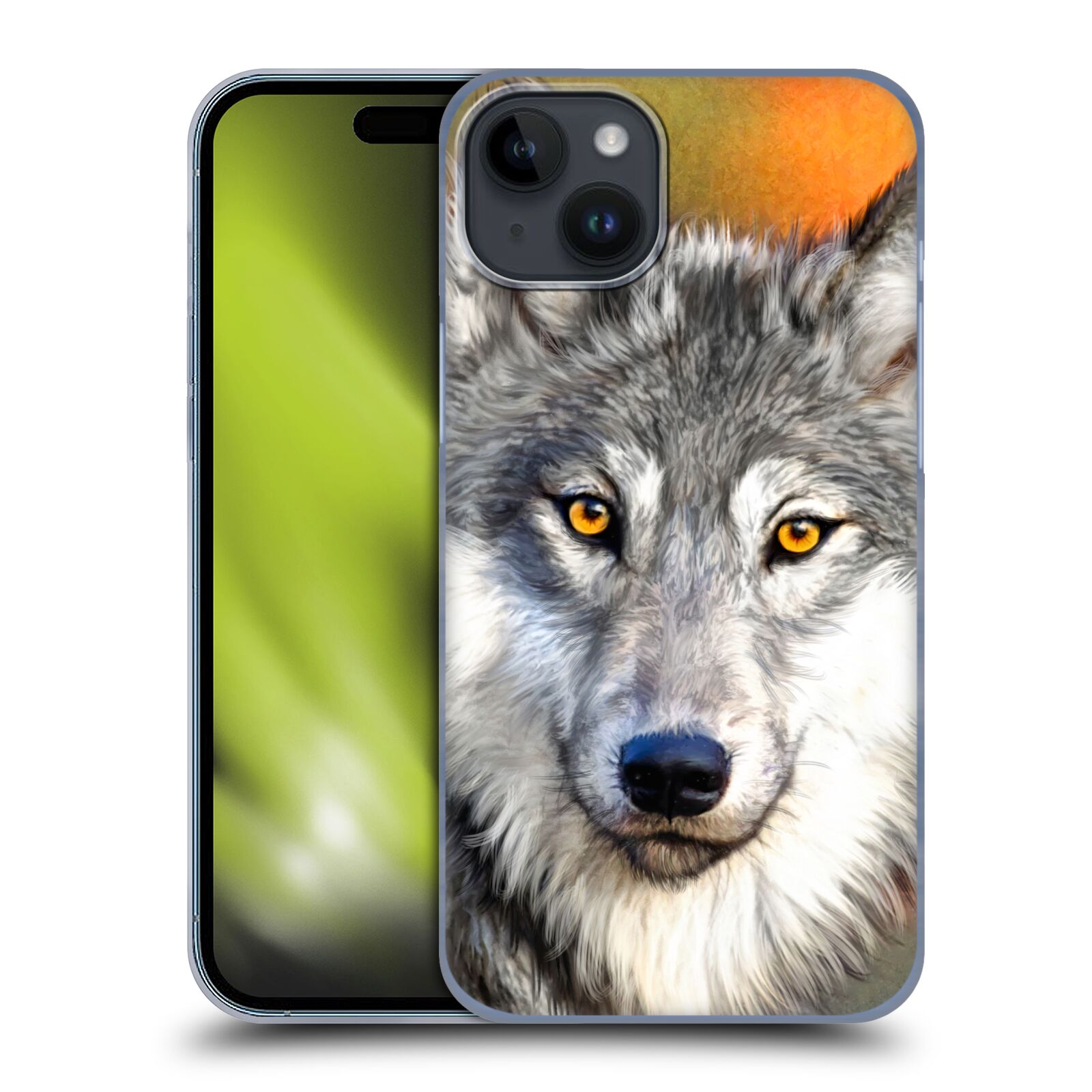 Plastový obal HEAD CASE na mobil Apple Iphone 15 PLUS  - Přední foto vlk