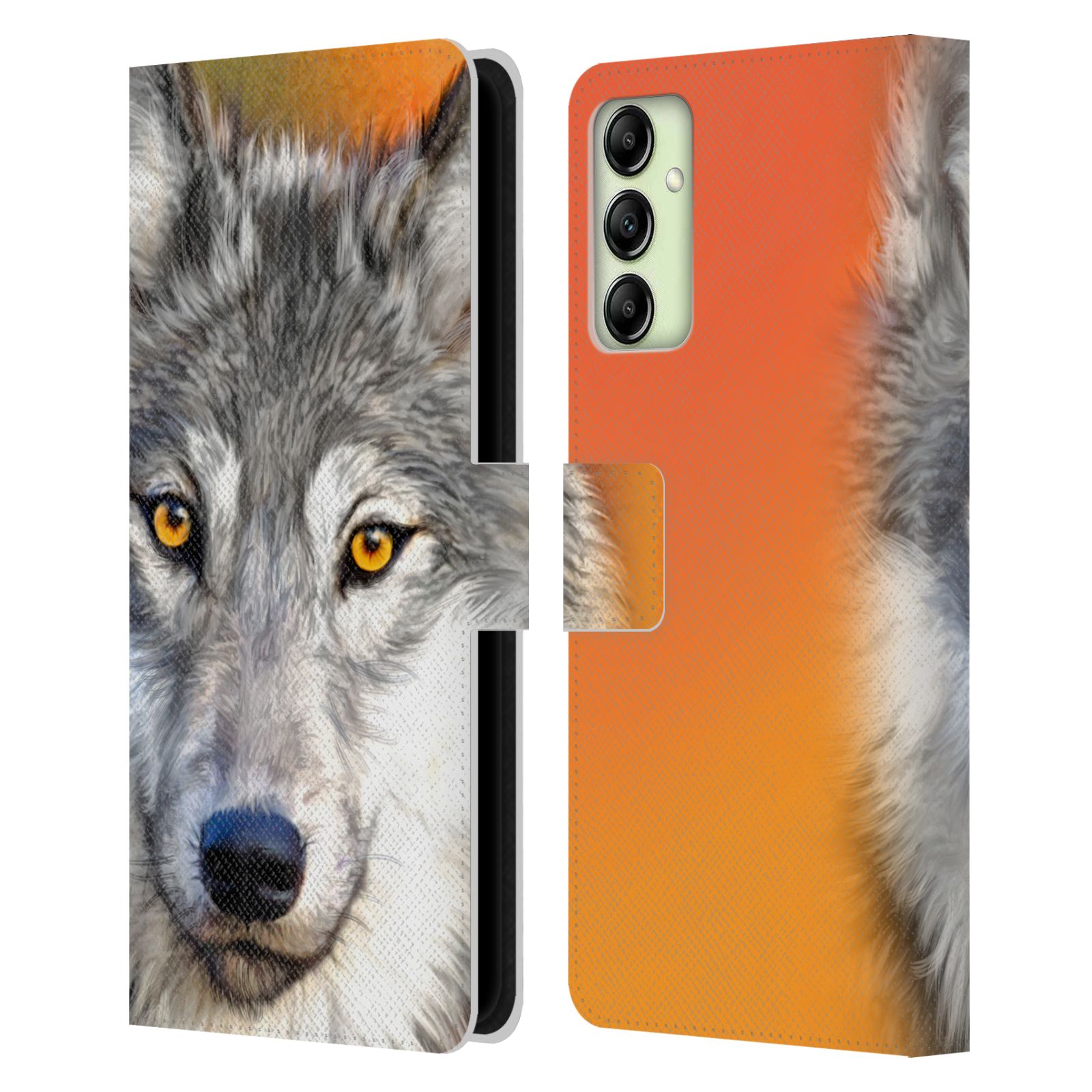 Pouzdro HEAD CASE na mobil Samsung Galaxy A14  vlk oranžová