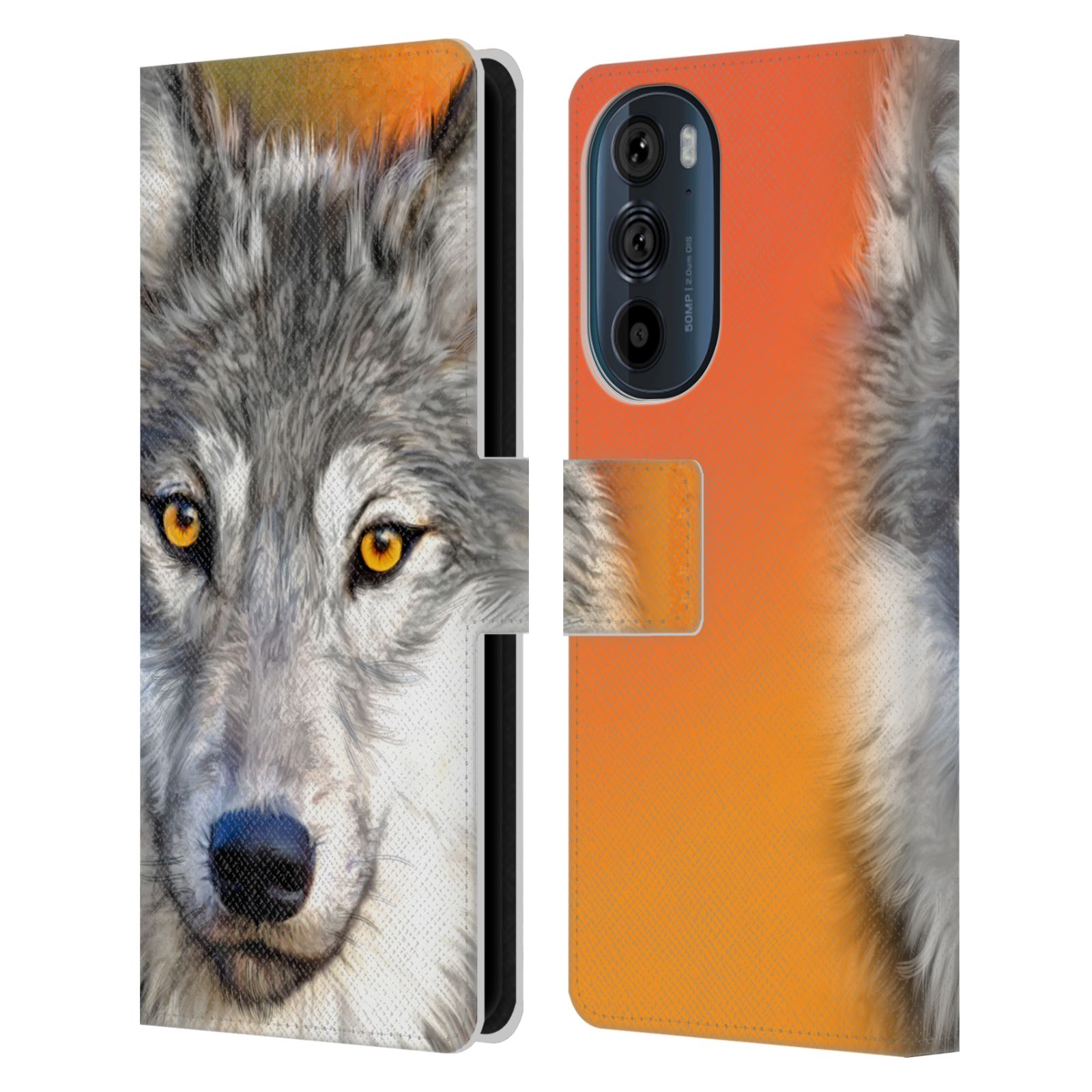 Pouzdro HEAD CASE na mobil Motorola EDGE 30  vlk oranžová