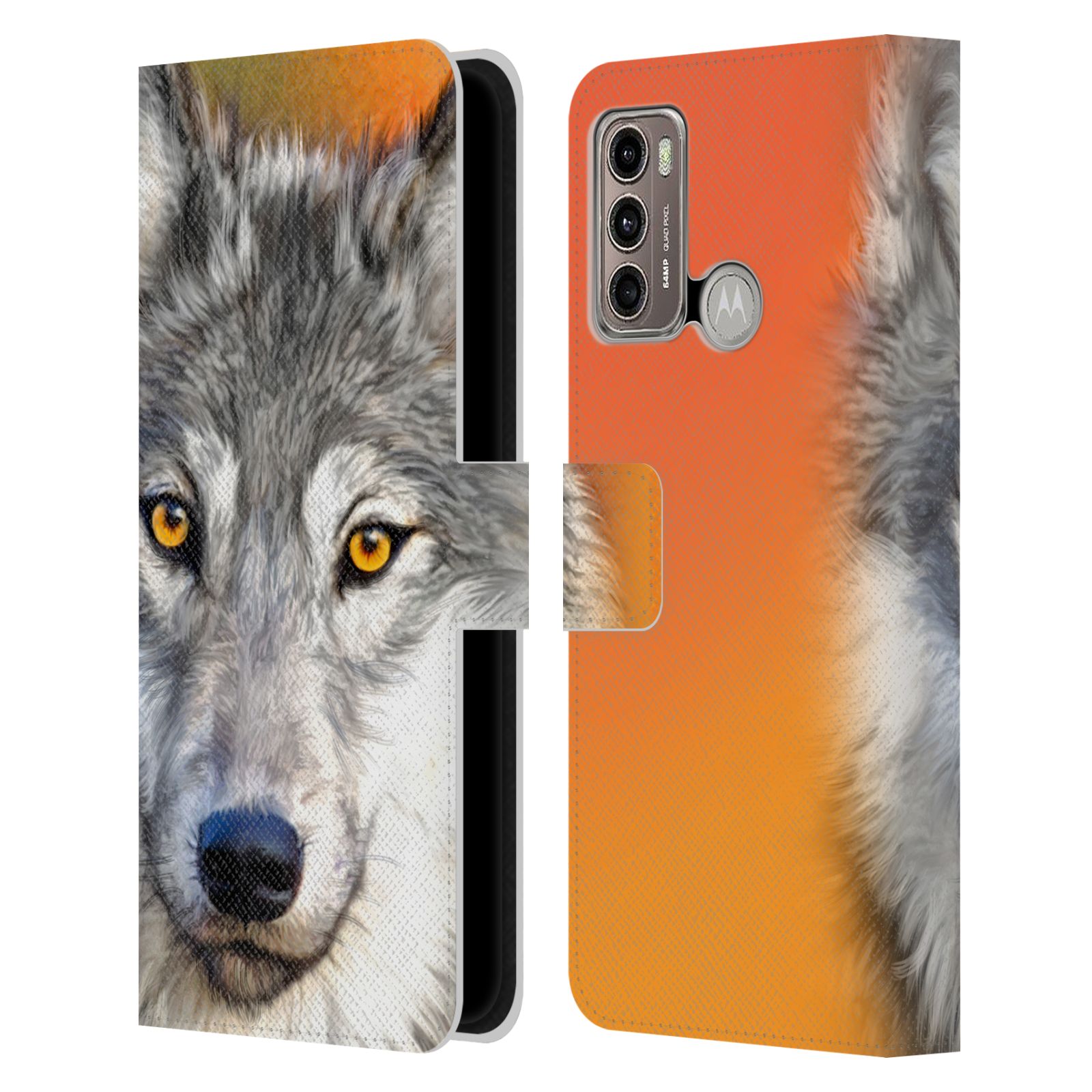 Pouzdro HEAD CASE na mobil Motorola Moto G60  vlk oranžová