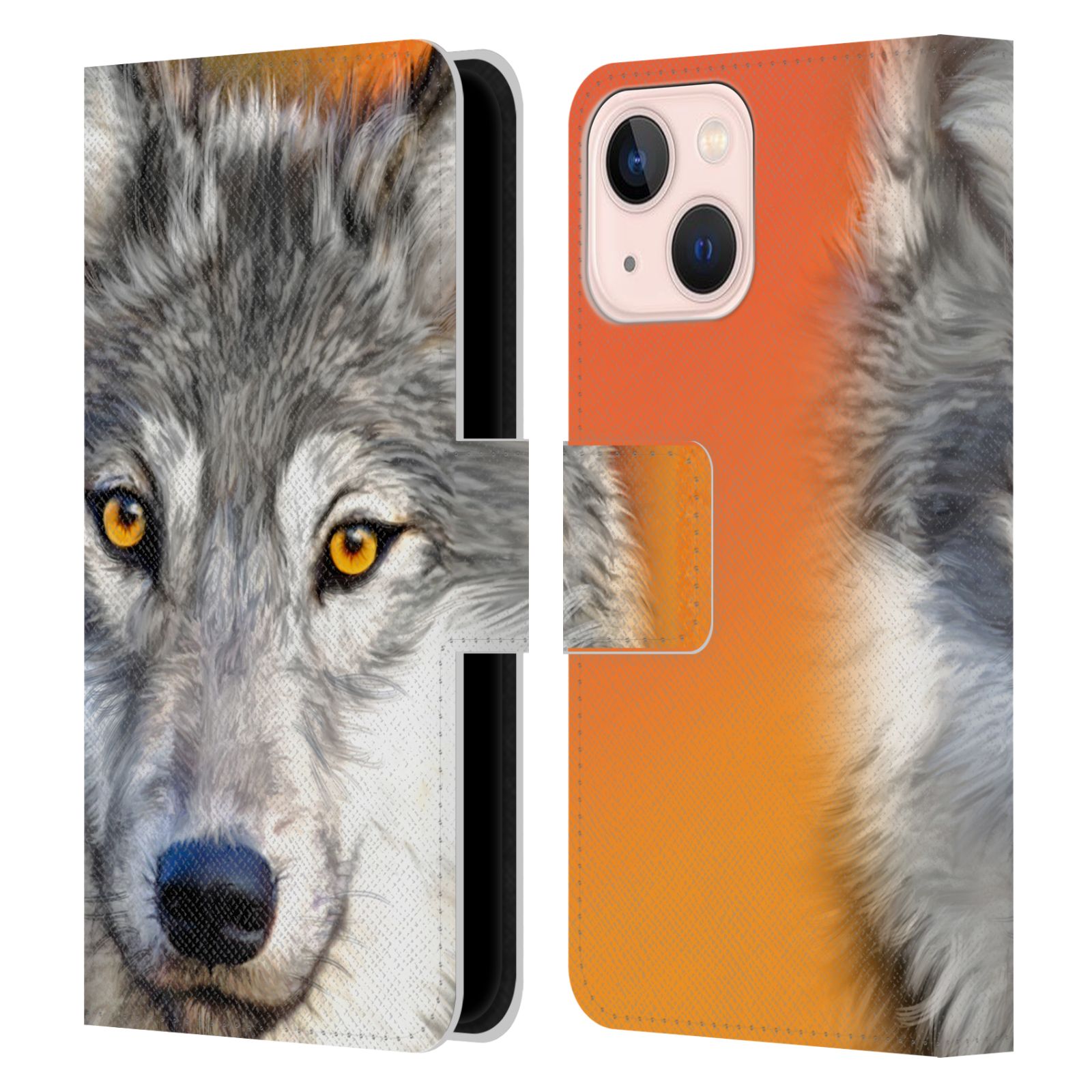 Pouzdro HEAD CASE na mobil Apple Iphone 13 MINI  vlk oranžová