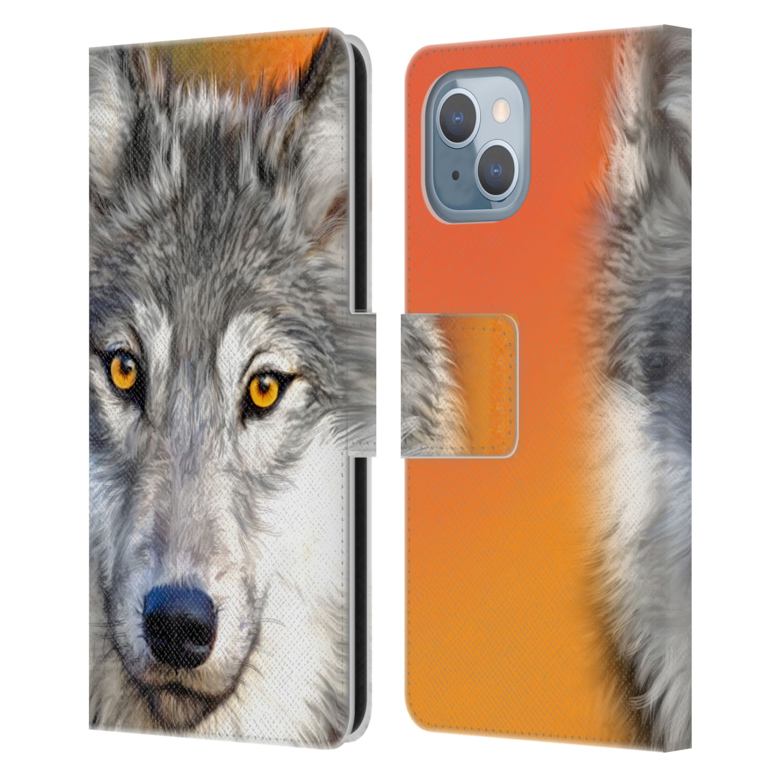 Pouzdro HEAD CASE na mobil Apple Iphone 14  vlk oranžová