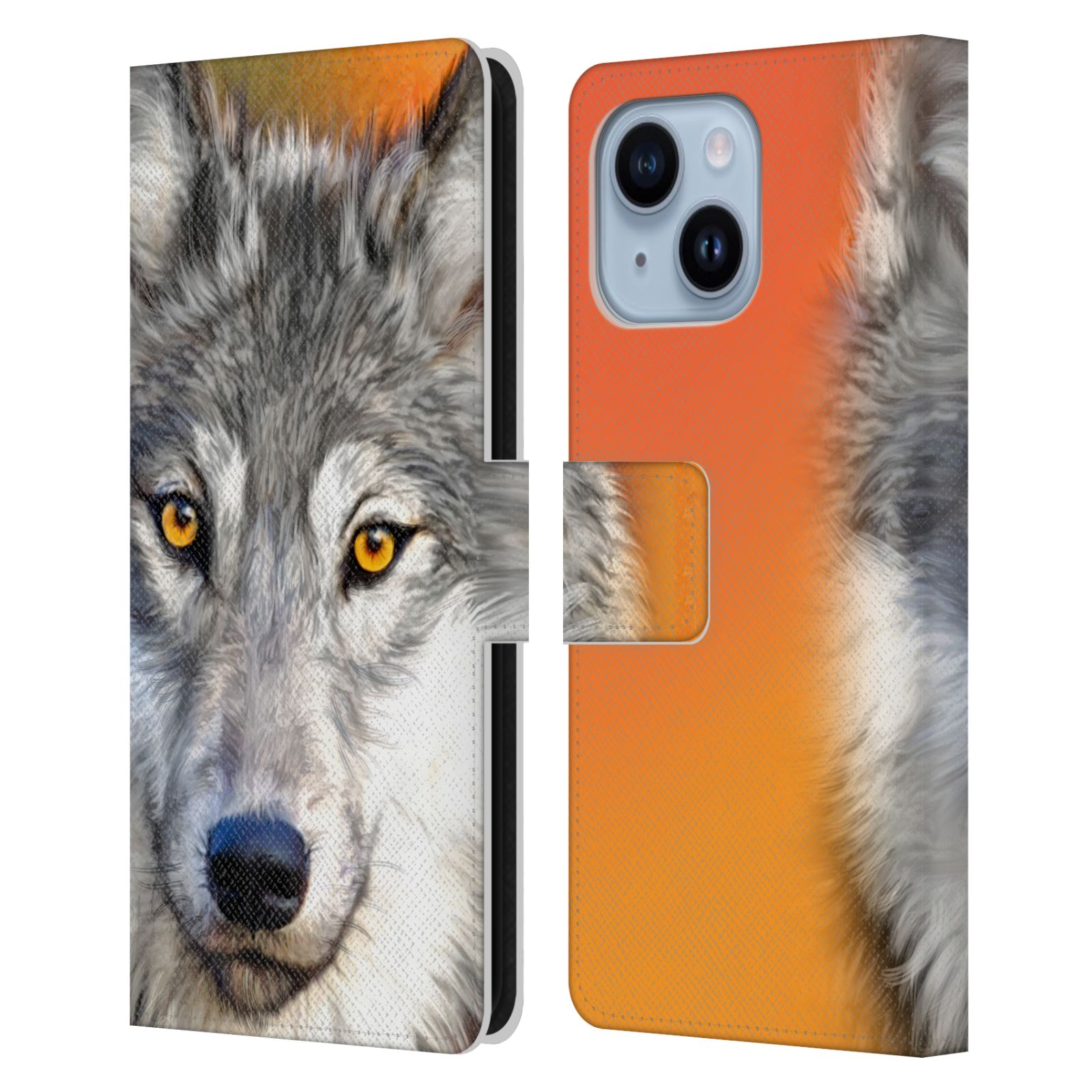 Pouzdro HEAD CASE na mobil Apple Iphone 14 PLUS  vlk oranžová