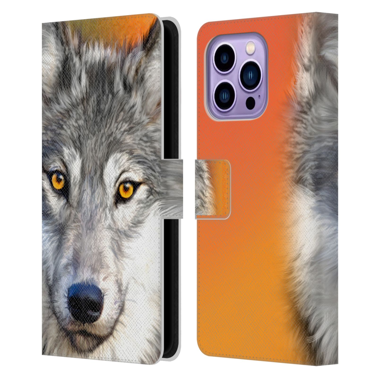Pouzdro HEAD CASE na mobil Apple Iphone 14 PRO MAX  vlk oranžová