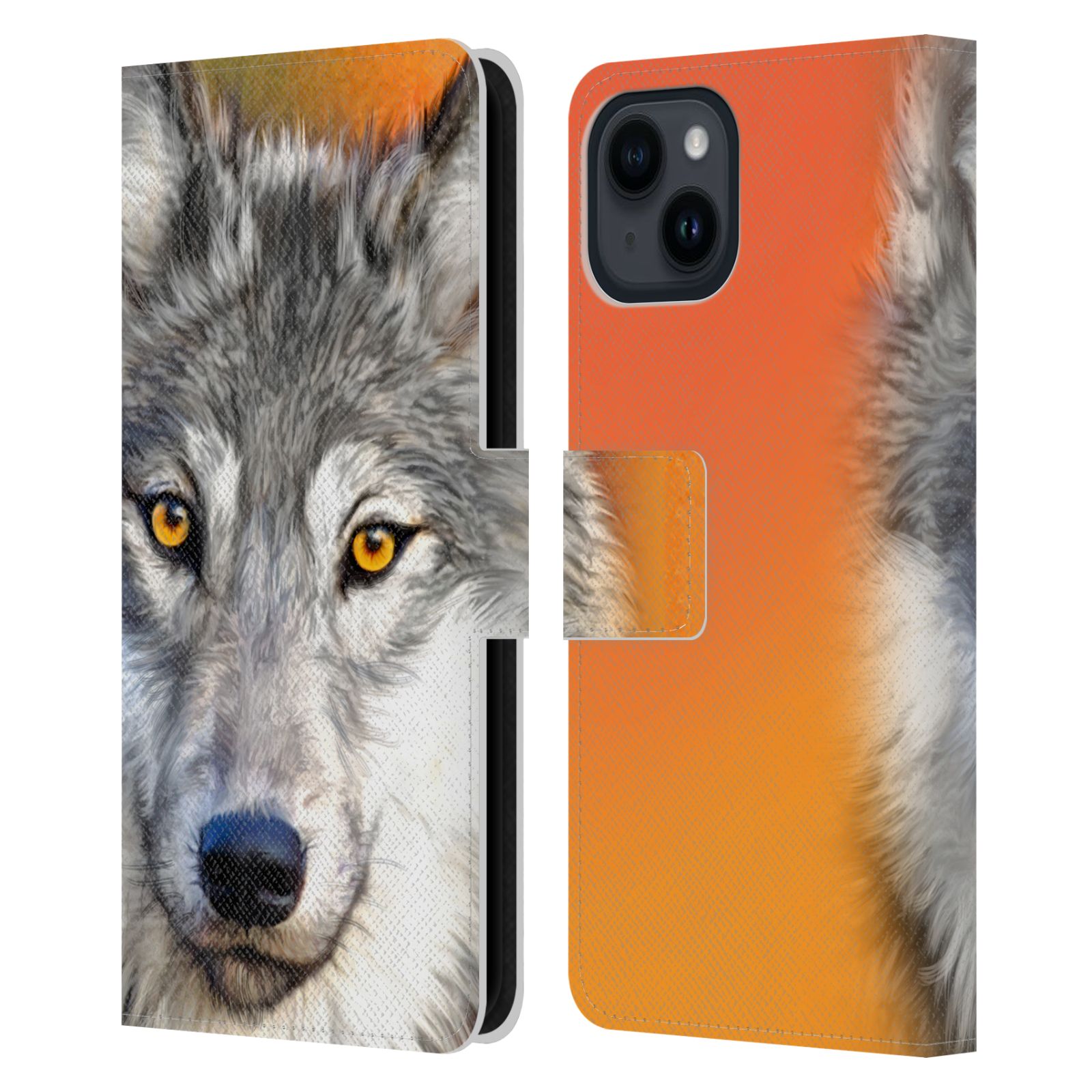 Pouzdro HEAD CASE na mobil Apple Iphone 15  vlk oranžová