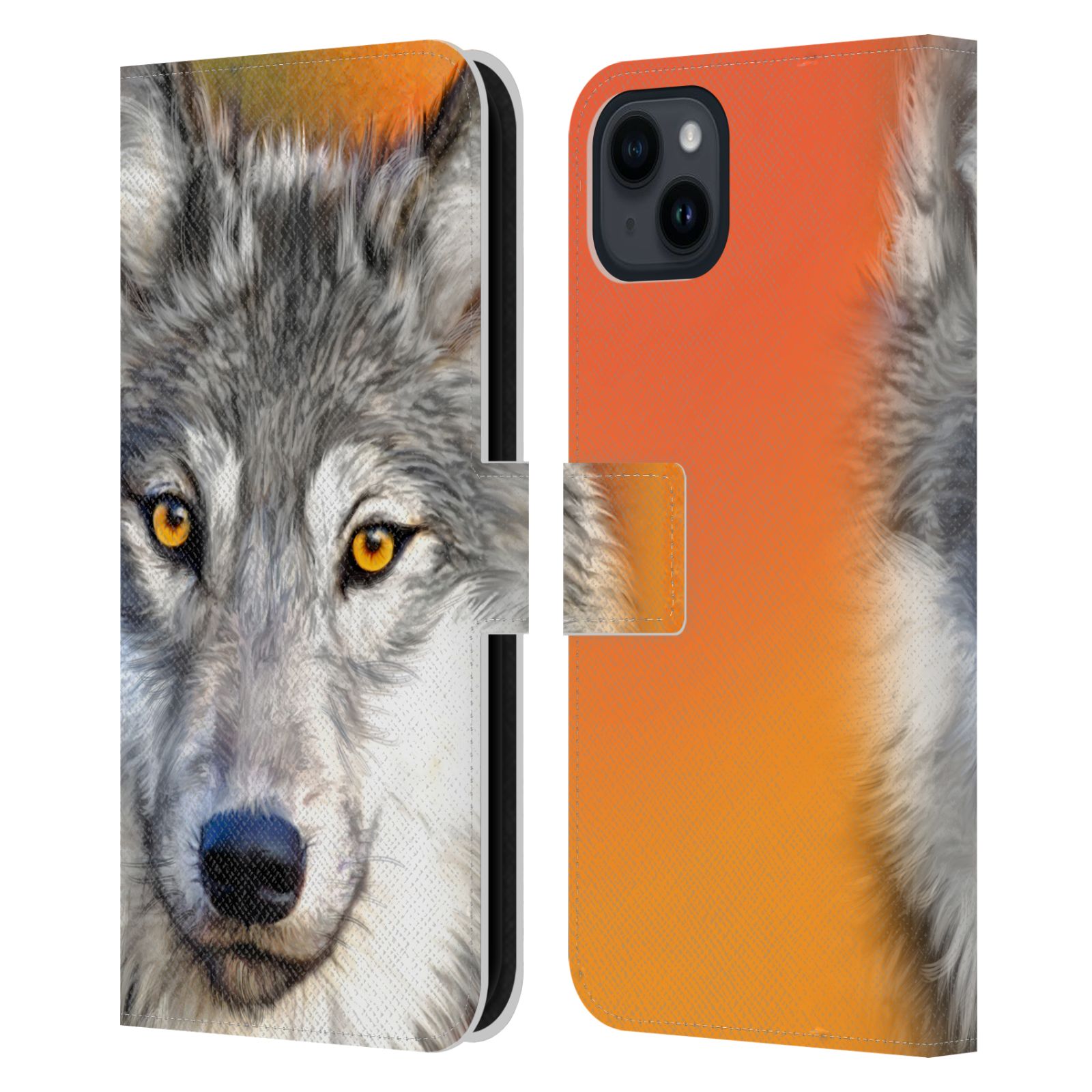 Pouzdro HEAD CASE na mobil Apple Iphone 15 PLUS  vlk oranžová