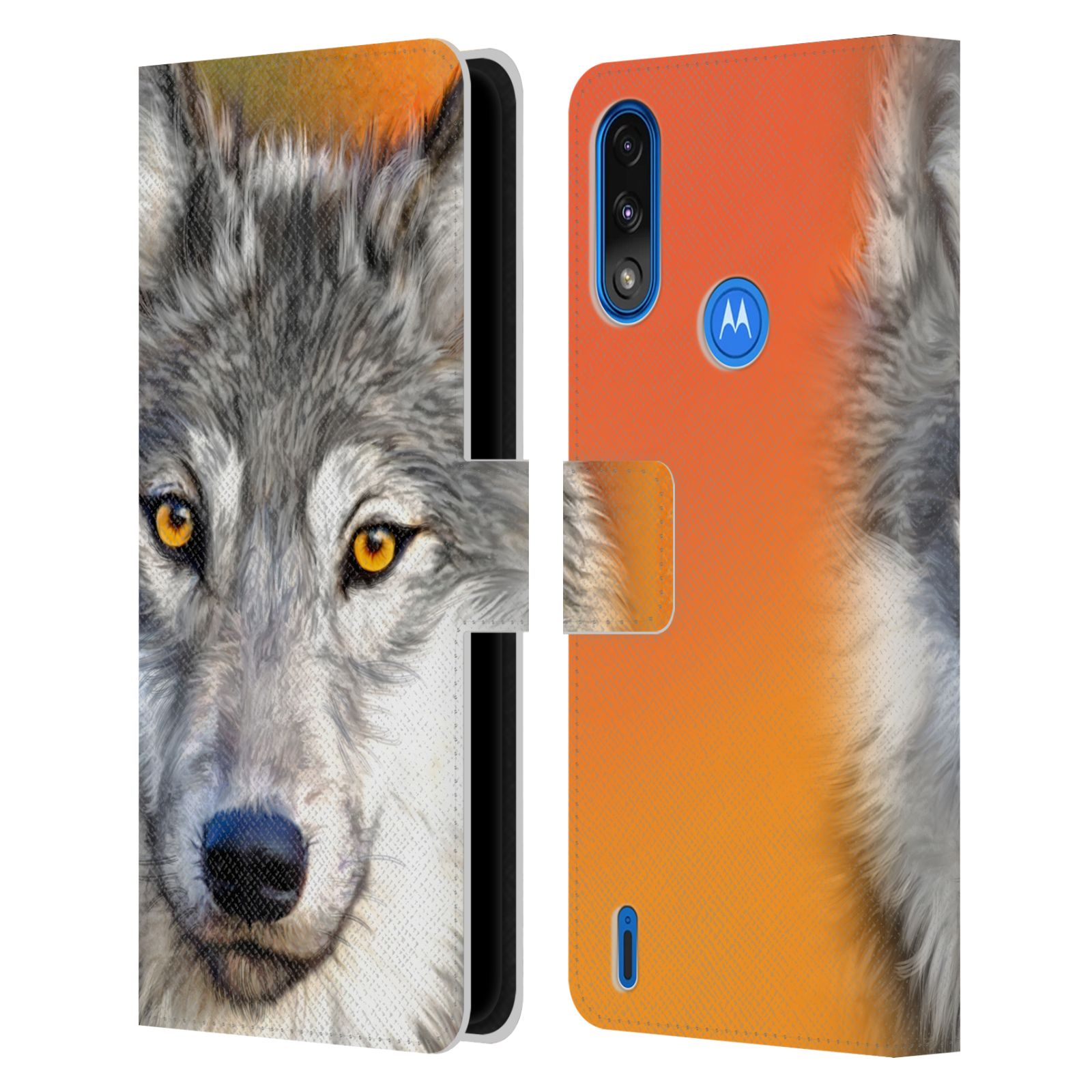 Pouzdro HEAD CASE na mobil Motorola Moto E7 POWER  vlk oranžová