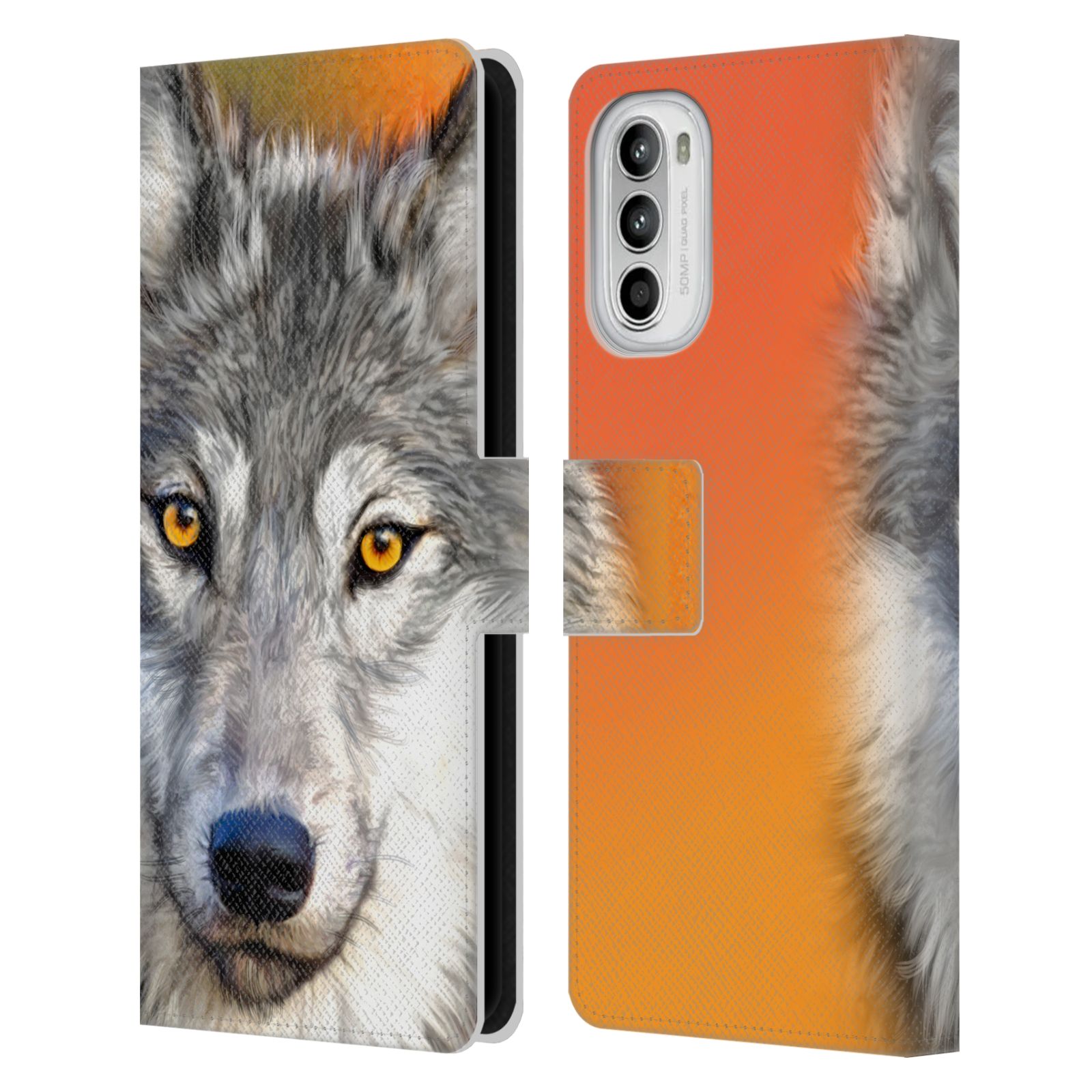 Pouzdro HEAD CASE na mobil Motorola Moto G52  vlk oranžová