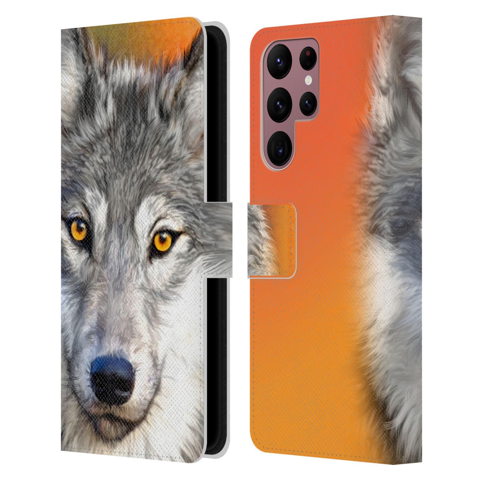Pouzdro HEAD CASE na mobil Samsung Galaxy S22 ULTRA 5G  vlk oranžová