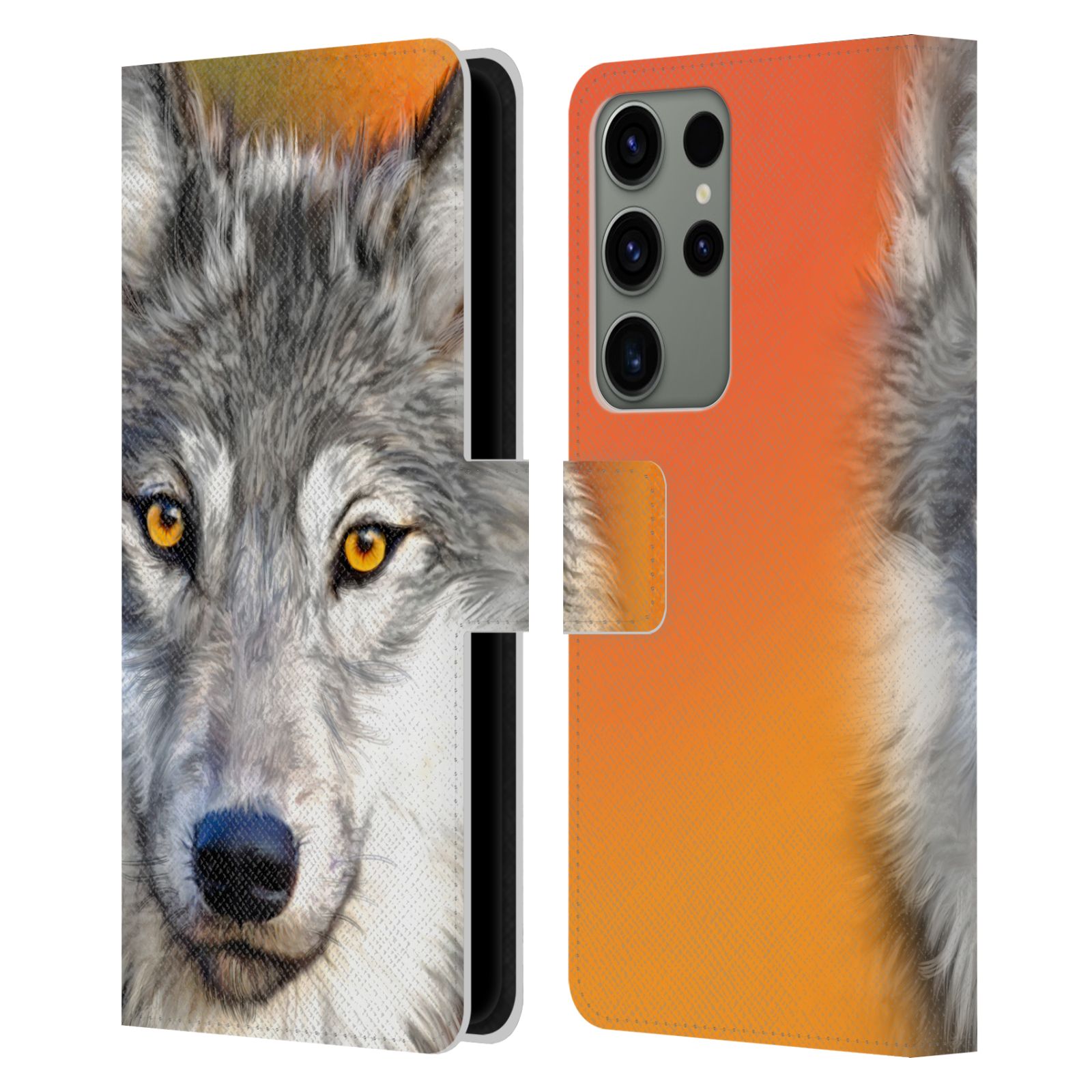 Pouzdro HEAD CASE na mobil Samsung Galaxy S23 ULTRA  vlk oranžová