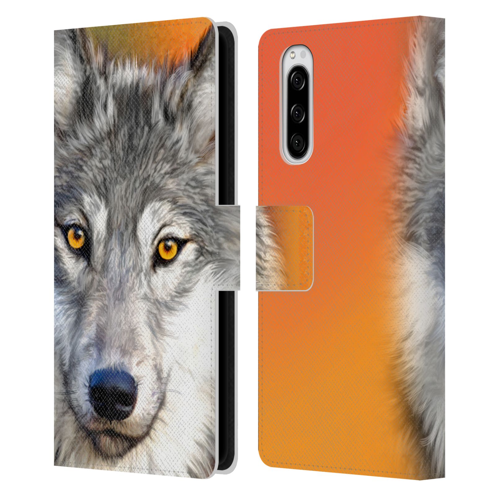 Pouzdro na mobil Sony Xperia 5 - Head Case - vlk oranžová