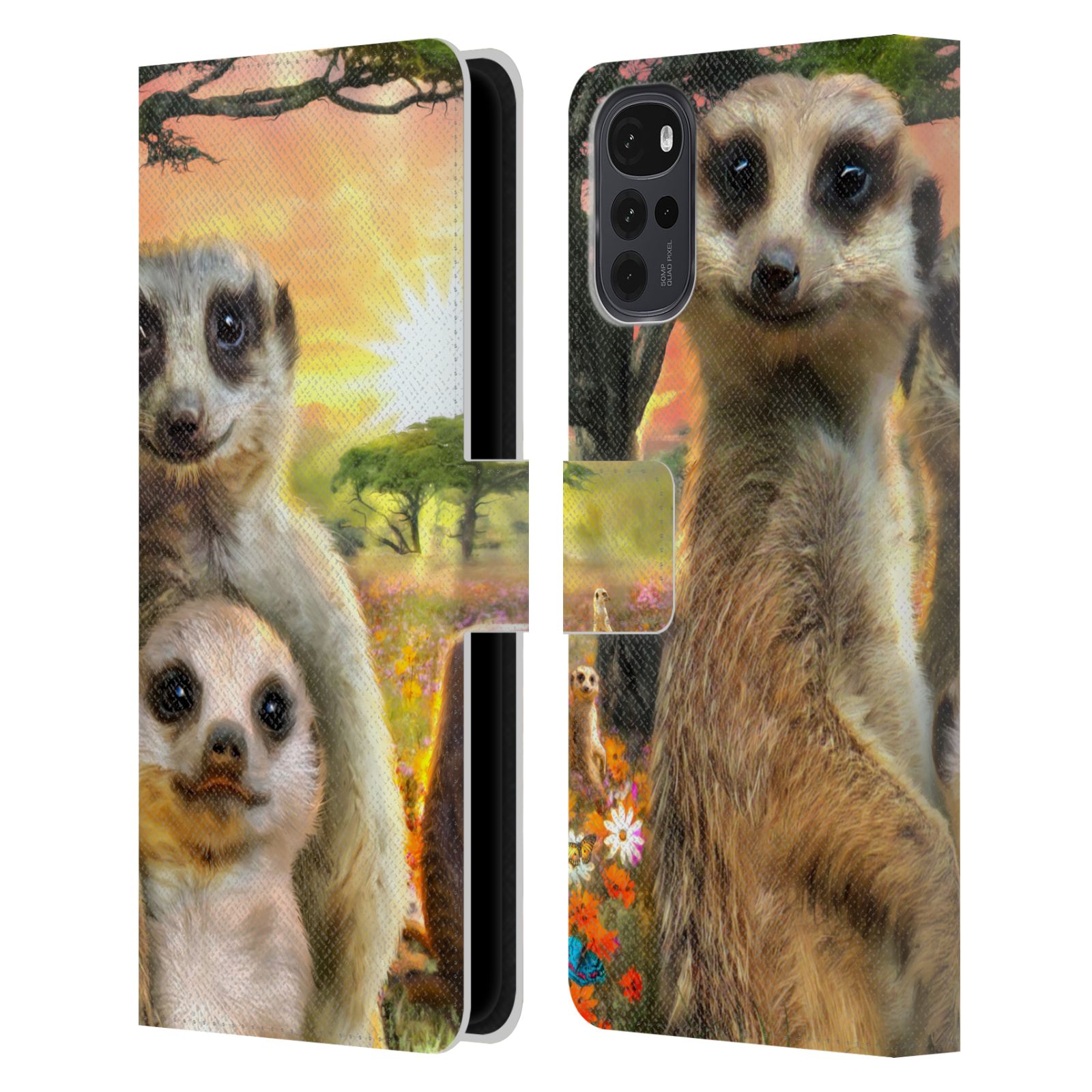 Pouzdro HEAD CASE na mobil Motorola Moto G22  malé surikaty