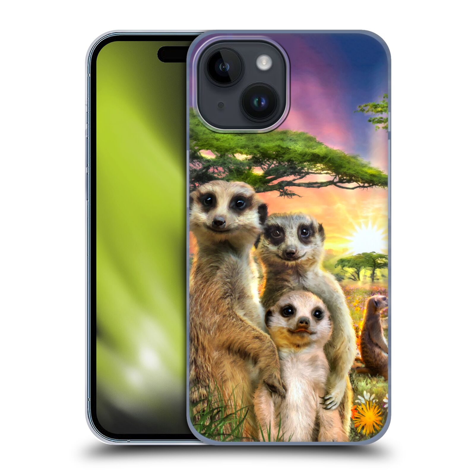 Plastový obal HEAD CASE na mobil Apple Iphone 15  - Rodinka surikaty