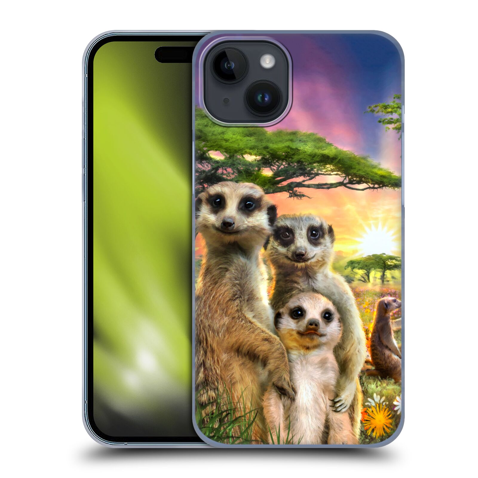 Plastový obal HEAD CASE na mobil Apple Iphone 15 PLUS  - Rodinka surikaty