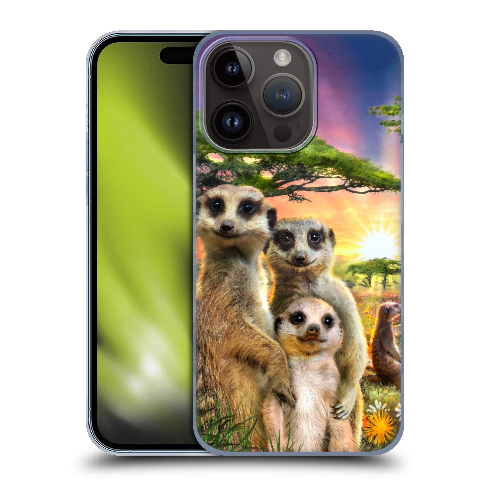 Plastový obal HEAD CASE na mobil Apple Iphone 15 Pro  - Rodinka surikaty