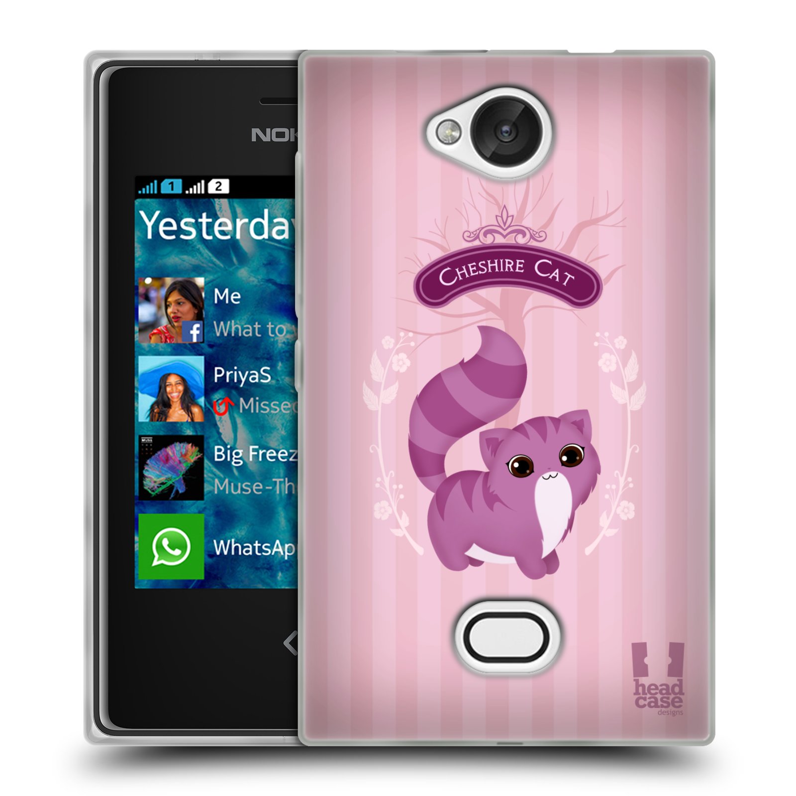 HEAD CASE silikonový obal na mobil NOKIA Asha 503 vzor Alenka v říši divů kočička