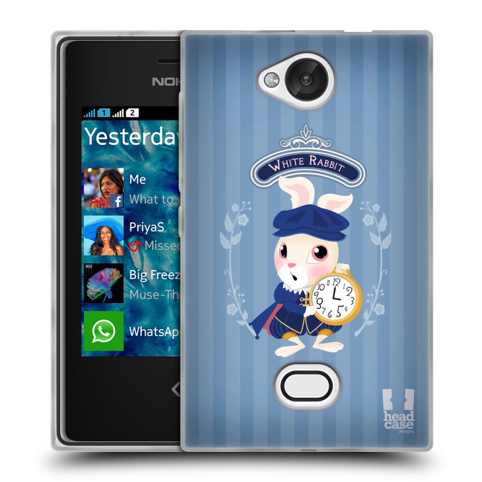 HEAD CASE silikonový obal na mobil NOKIA Asha 503 vzor Alenka v říši divů králíček