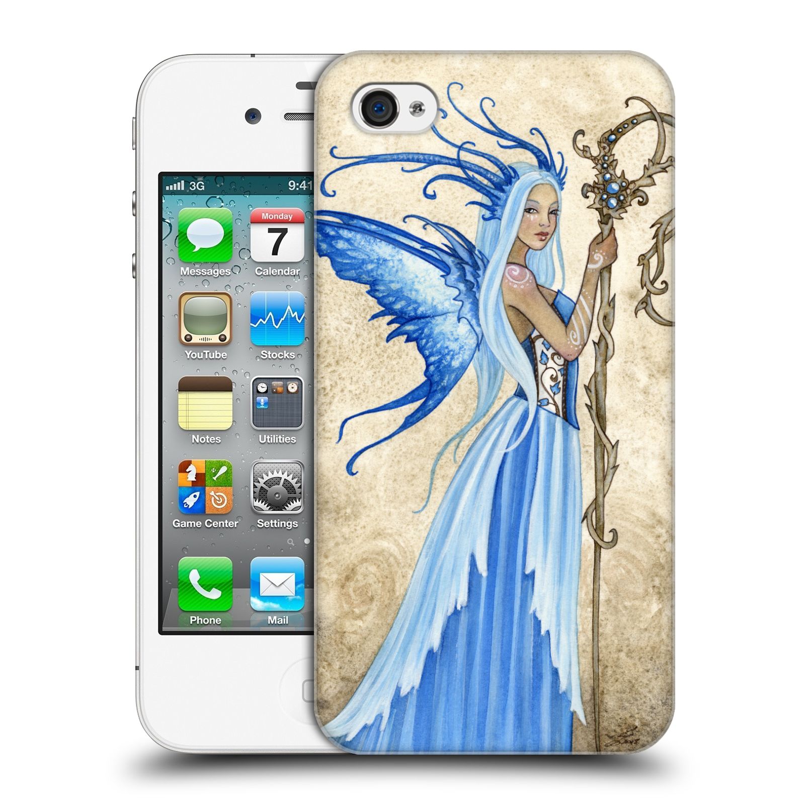 Zadní obal pro mobil Apple Iphone 4/4S - HEAD CASE - Amy Brown - modrá bohyně