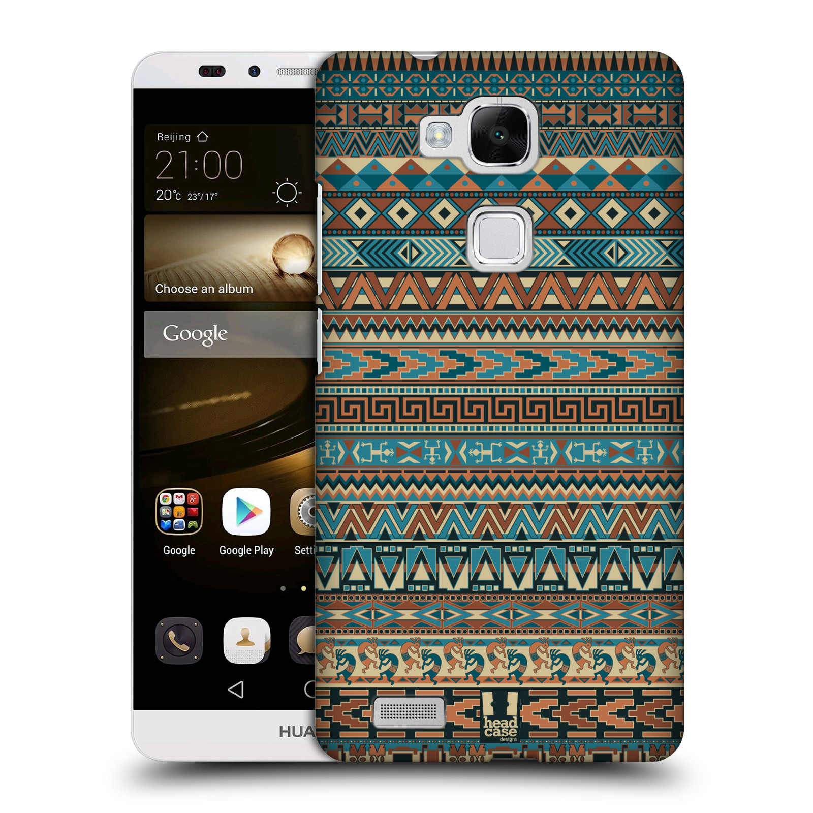 HEAD CASE plastový obal na mobil Huawei Mate 7 vzor Indiánský vzor MODRÁ