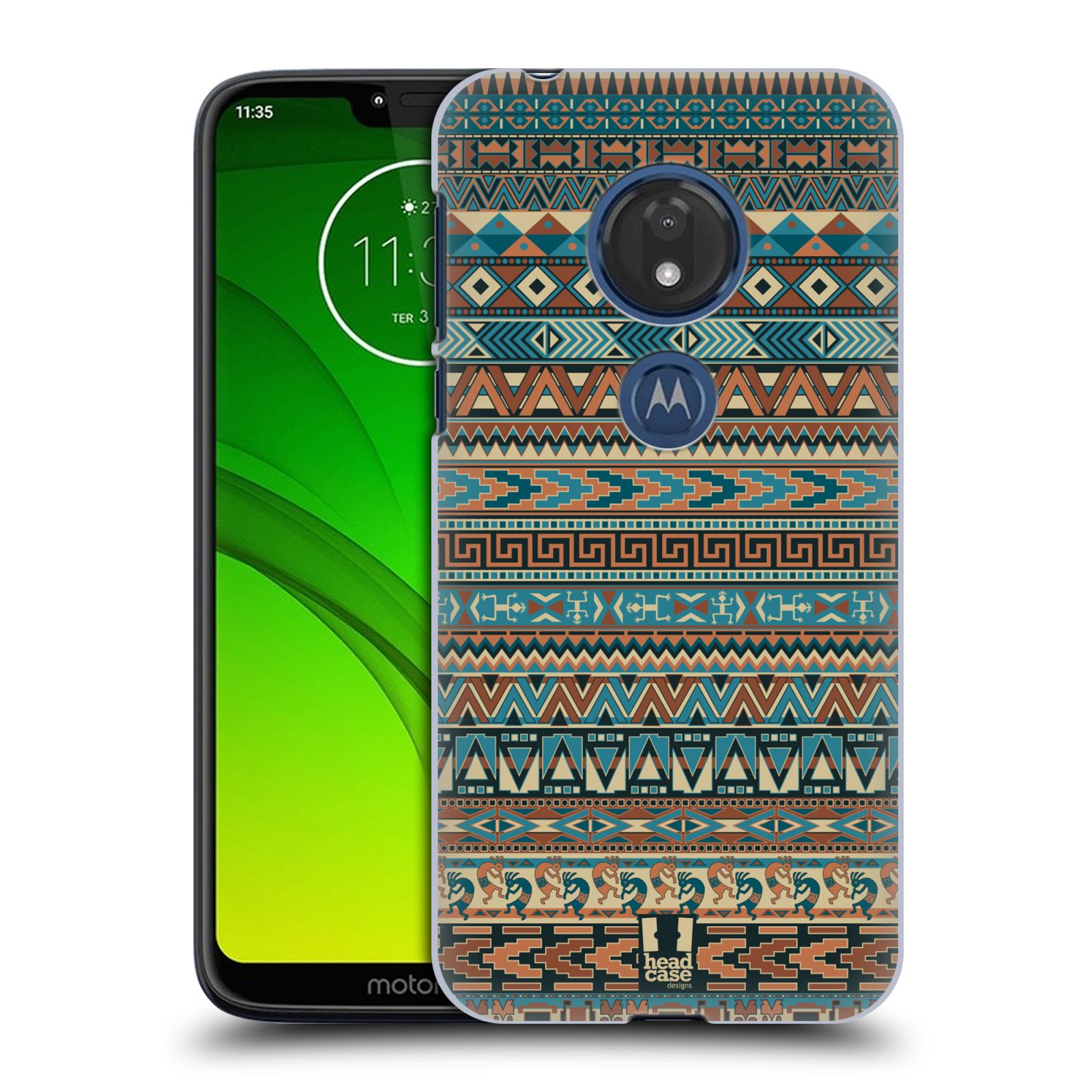 Pouzdro na mobil Motorola Moto G7 Play vzor Indiánský vzor MODRÁ